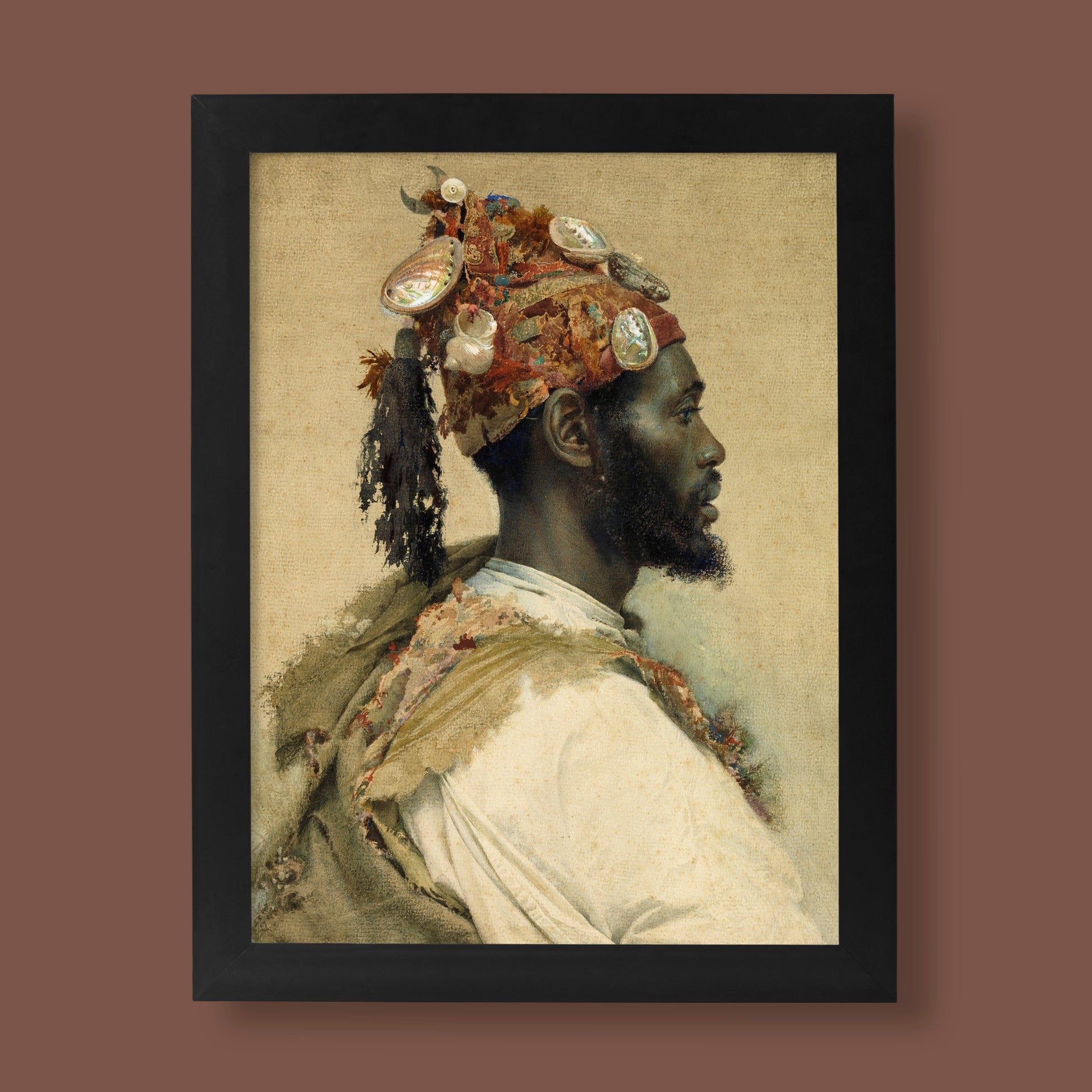 Josep Tapiro Baró Parache the Dancer fine art print featuring Moroccan Gnawa man portrait in earth tones, premium wall art for home decor