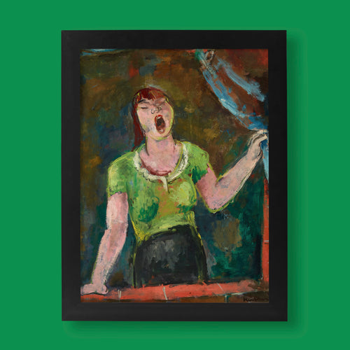 Joseph Kutter Yawning Woman 1926 expressionist art print - high quality giclee reproduction of Luxembourg modern painting for wall art and home decor
