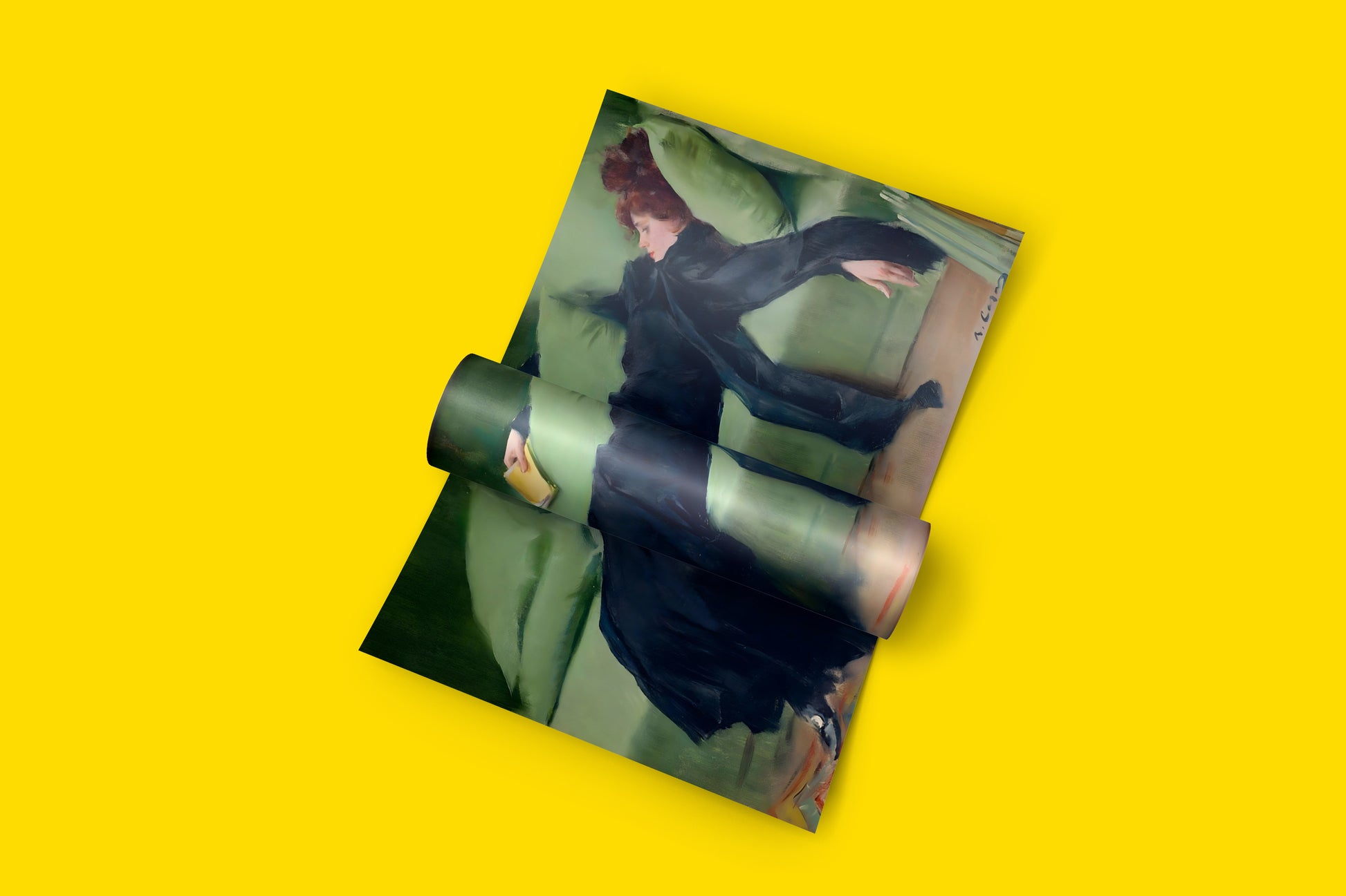 Museum quality giclee print of Ramón Casas's iconic 'Jove Decadent', an essential piece of Spanish modernism for art collectors and interior design enthusiasts, offering sophisticated wall art.