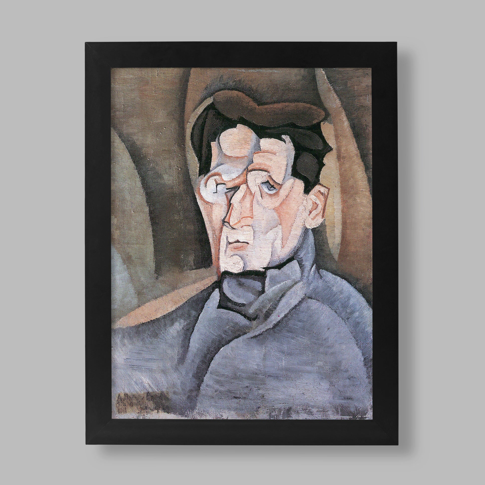 Juan Gris Portrait of Maurice Raynal fine art print - Cubist painting reproduction on premium paper for modern wall decor and home interior design