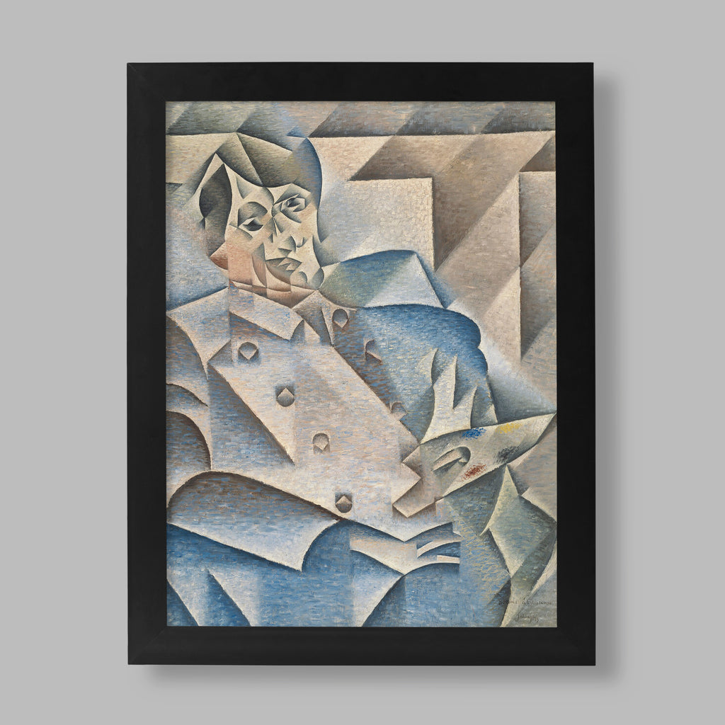 Juan Gris Portrait of Pablo Picasso 1912 cubist art print featuring analytical cubism style with geometric planes and muted colour palette, premium wall art for modern interiors
