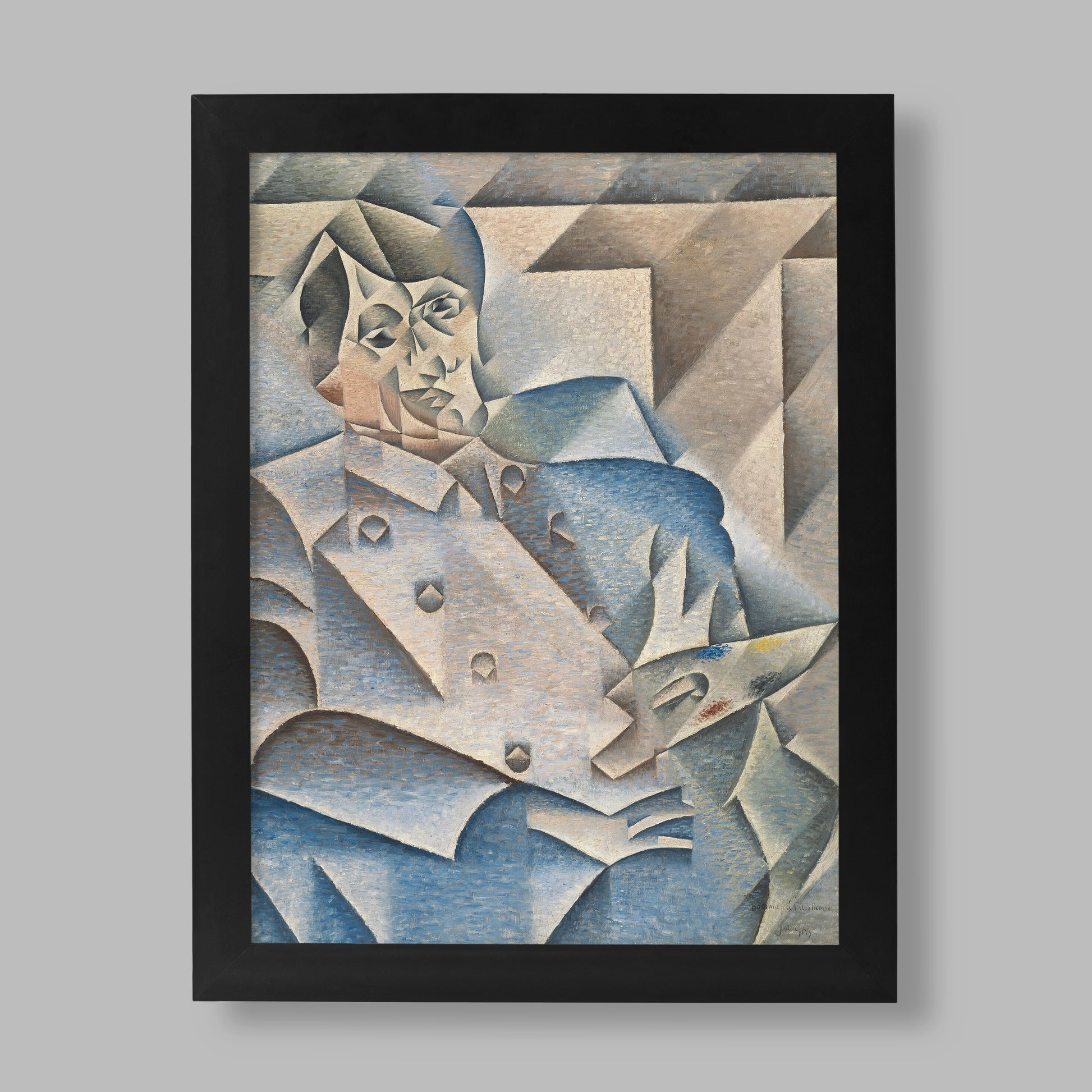 Juan Gris Portrait of Pablo Picasso 1912 cubist art print featuring analytical cubism style with geometric planes and muted colour palette, premium wall art for modern interiors
