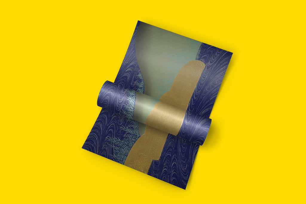 Kamisaka Sekka Japanese landscape art print displayed in contemporary living room interior, fine art poster wall decor for modern home