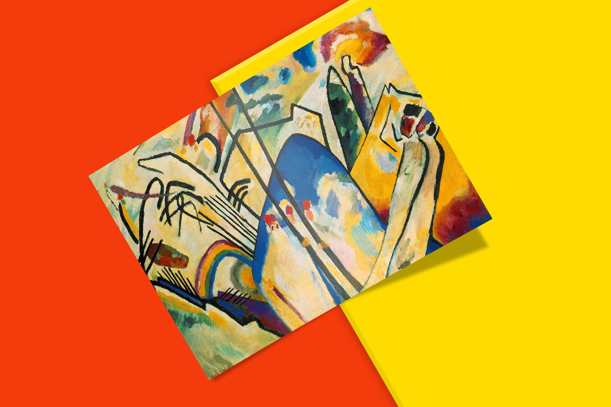 Wassily Kandinsky Composition 4 art print - museum-quality Blue Rider period abstract painting poster featuring dynamic forms and spiritual symbolism for home decor