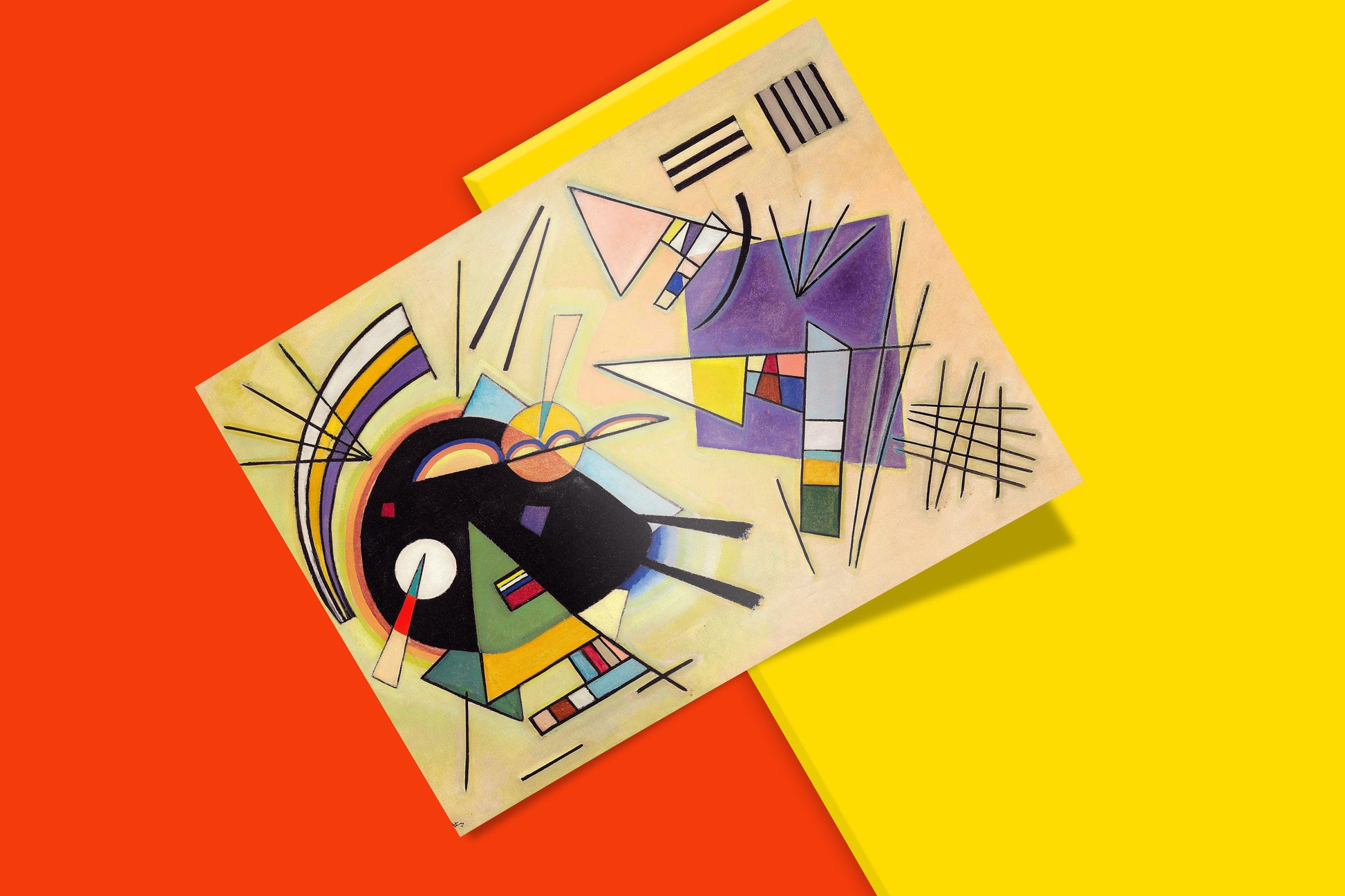 Wassily Kandinsky Black and Violet art print - museum-quality abstract painting poster featuring Bauhaus period geometric abstraction, ideal contemporary home decor