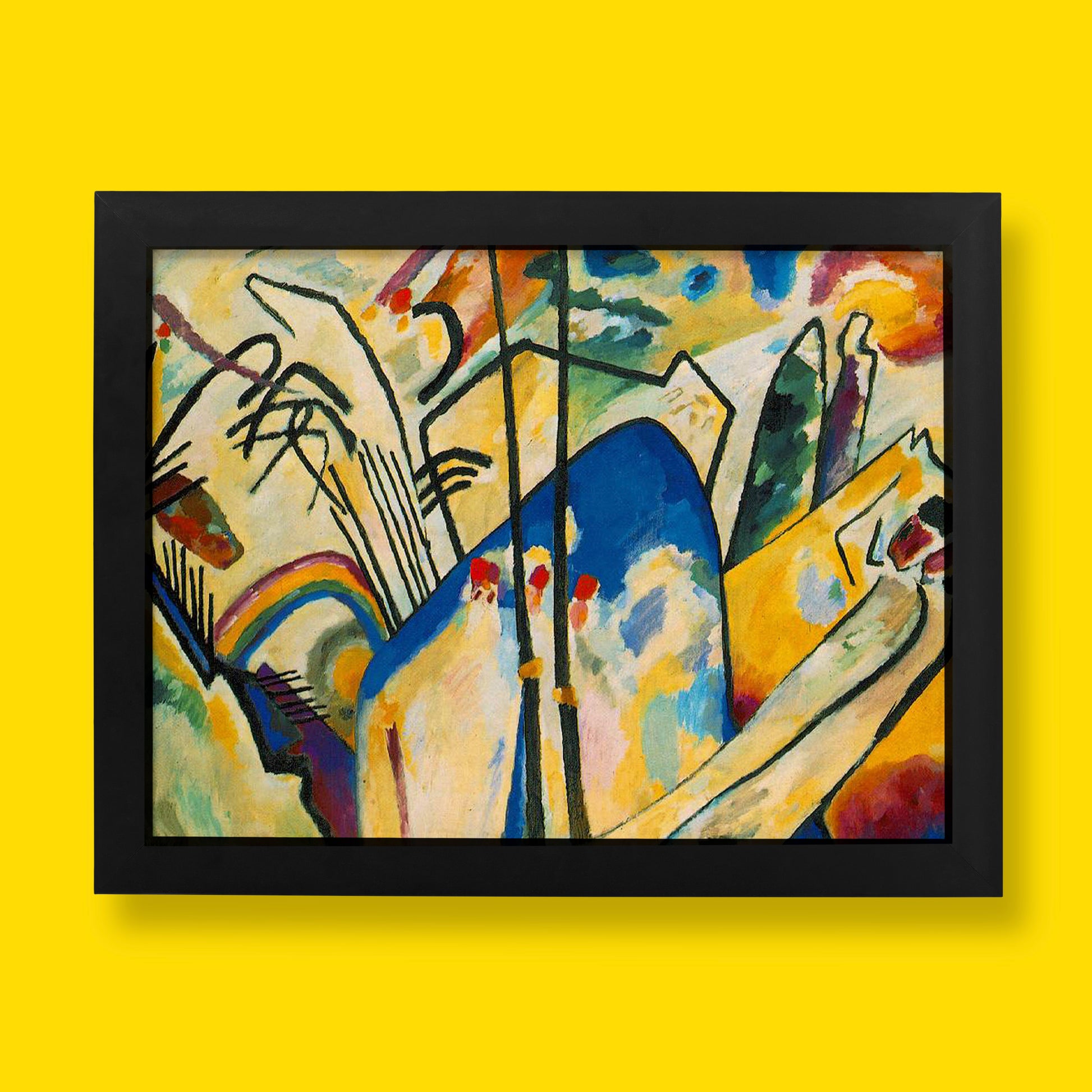 Kandinsky Composition IV fine art print - premium giclée reproduction of 1911 abstract masterpiece with vibrant blues and yellows, perfect modern wall art