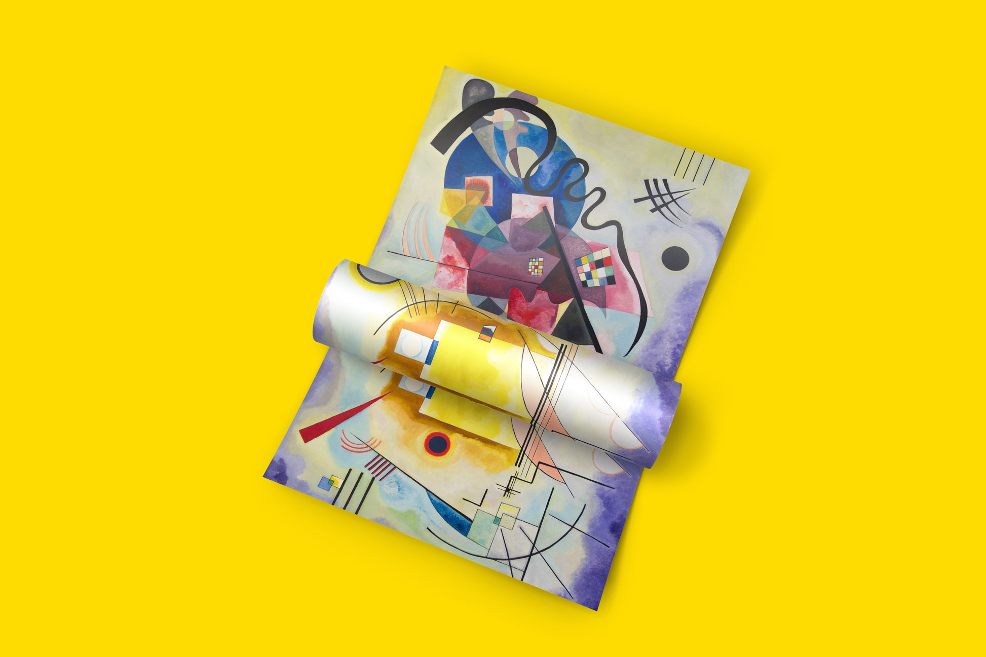 Premium Kandinsky Yellow-Red-Blue wall art - high-resolution Bauhaus period print using 12-colour giclée technology, sophisticated modern interior design piece