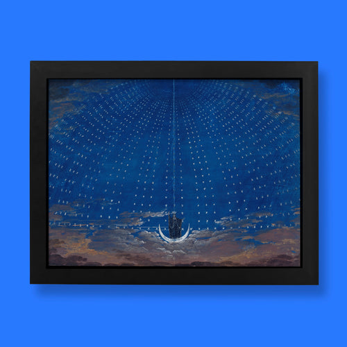 Karl Friedrich Schinkel art print featuring a deep blue starlit sky and celestial figure, perfect for a gallery wall.