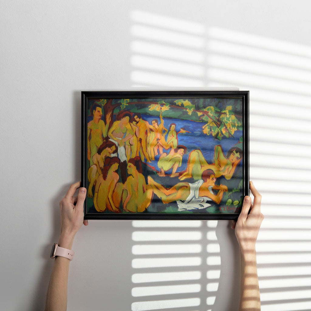Museum-quality wall art reproduction of Kirchner's Bathers at Moritzburg, statement piece for modern interiors