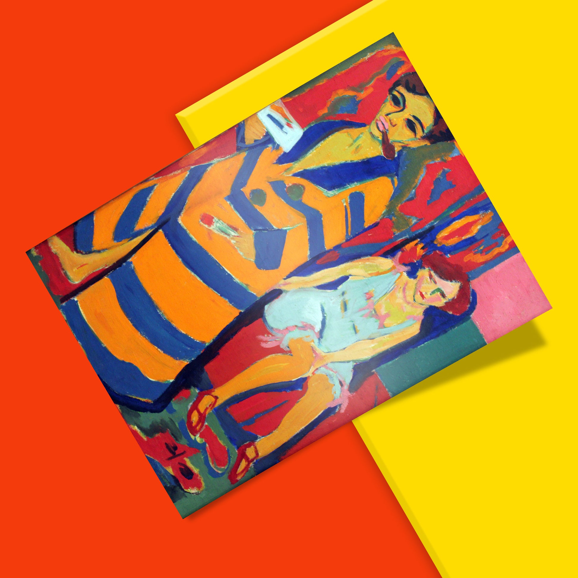 Ernst Ludwig Kirchner Self-Portrait with Model modern art print for home interiors – bold colour, psychological intensity, and Expressionist drama