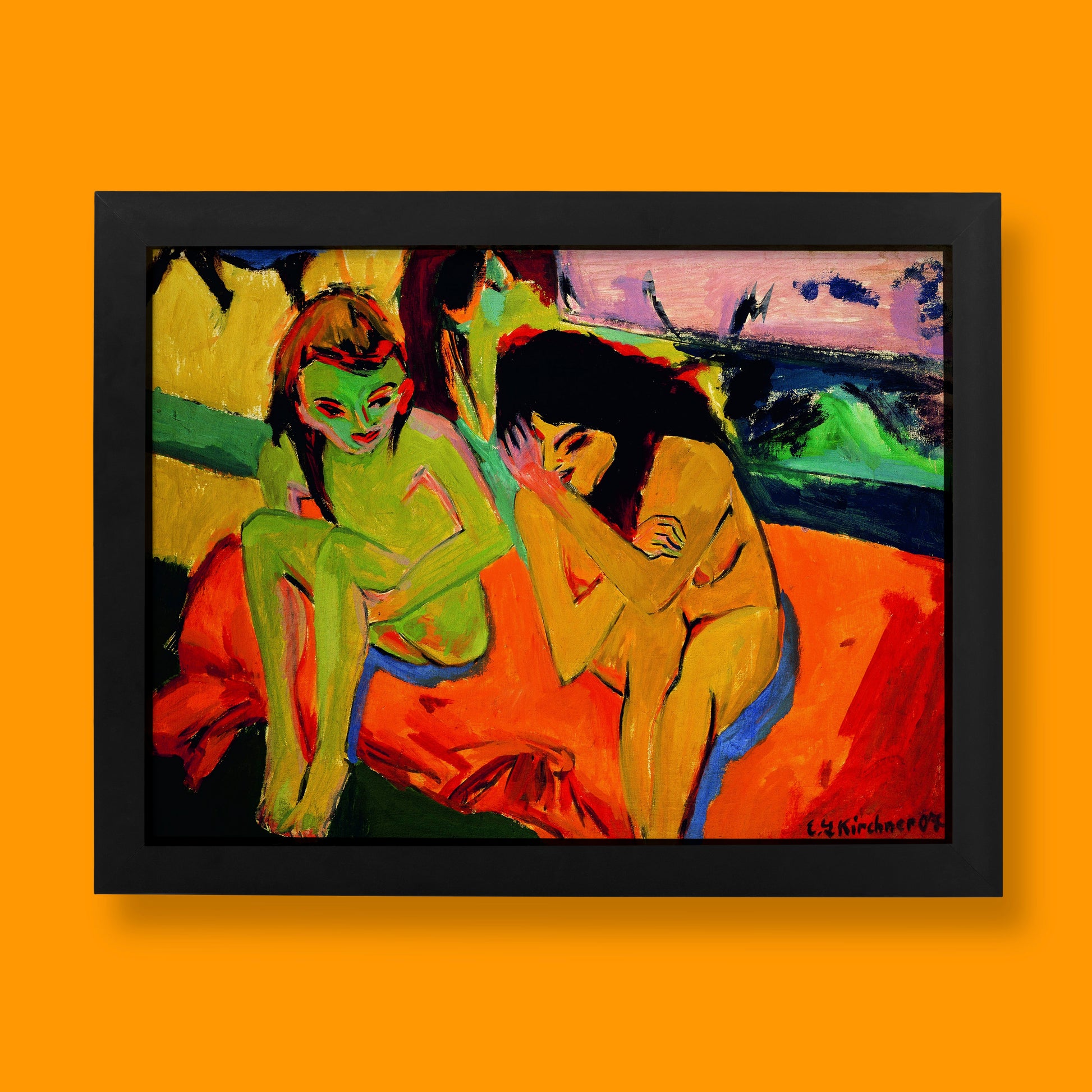 Ernst Ludwig Kirchner 'Two Girls Print' - iconic German Expressionist fine art print, ideal for modern wall art decor.