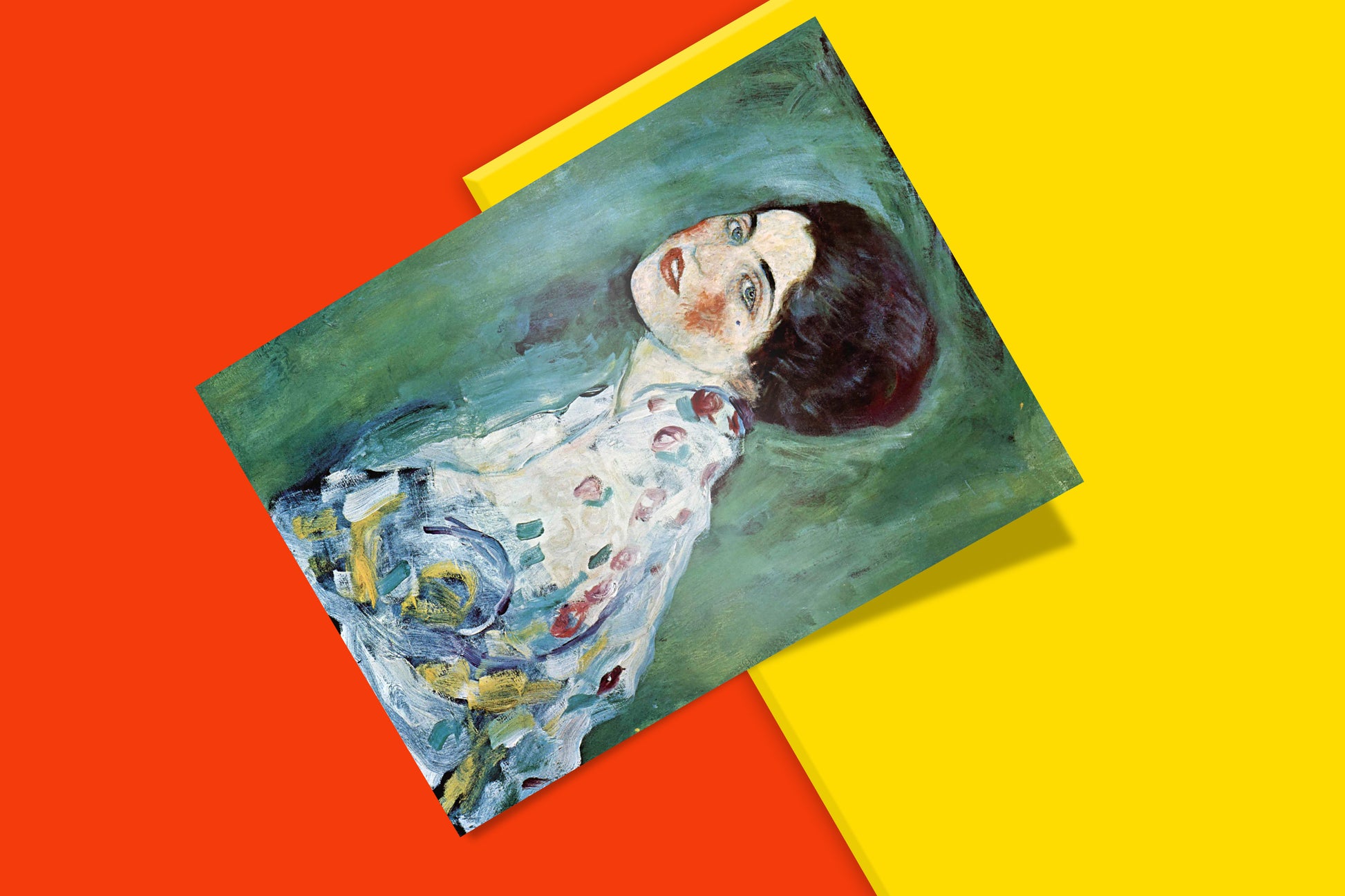 Art print of the rare double portrait by Gustav Klimt, a piece with a story of a hidden painting and a famous art heist.