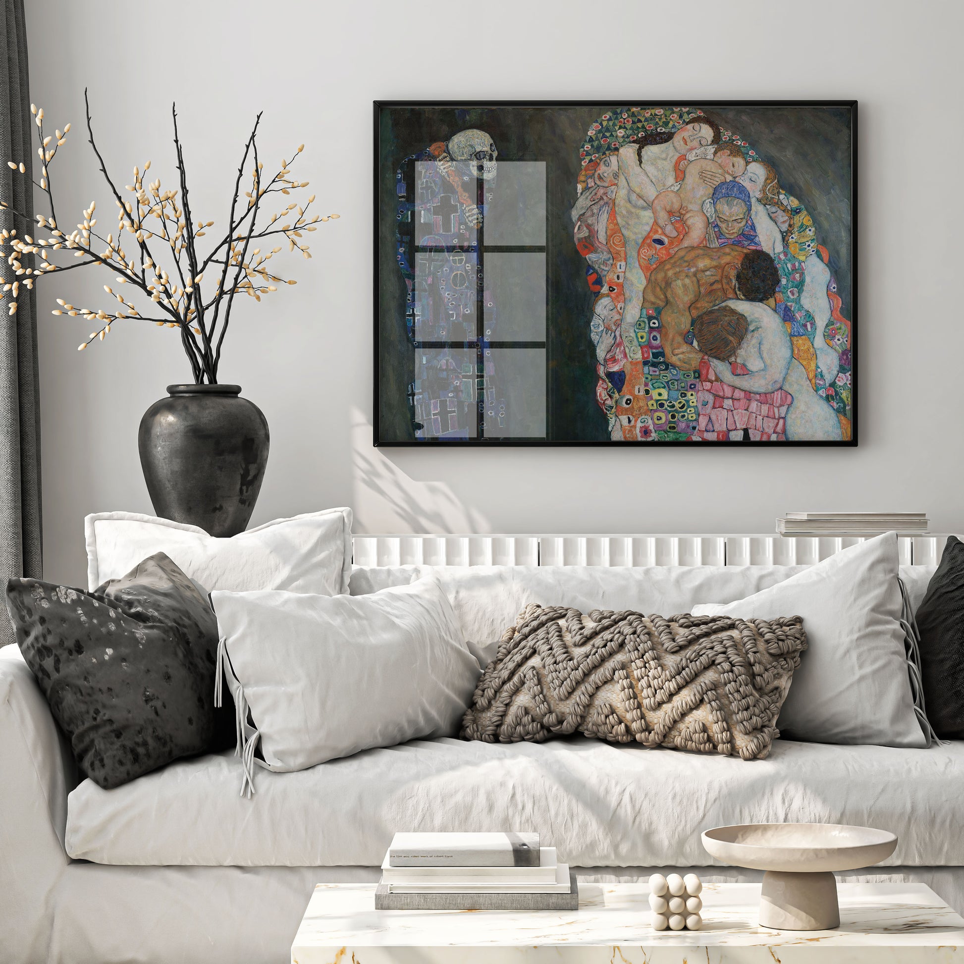 Museum-quality Klimt wall art print of Death and Life, available in multiple sizes, UK
