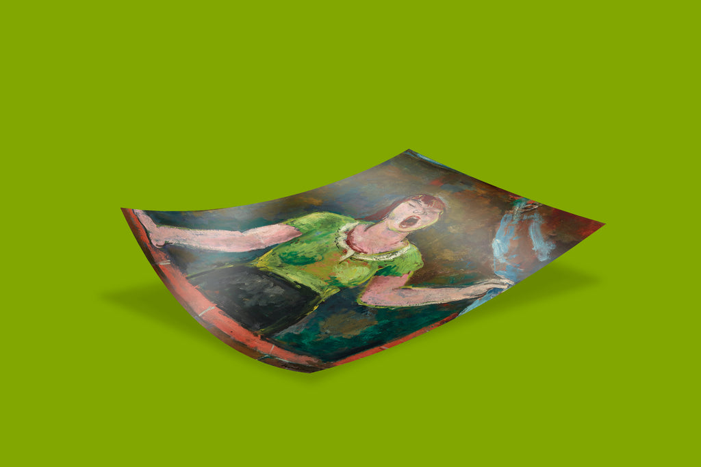 Fine art print of Kutter's Yawning Woman painting - premium giclee art poster perfect for modern home decor and art collectors seeking expressionist works