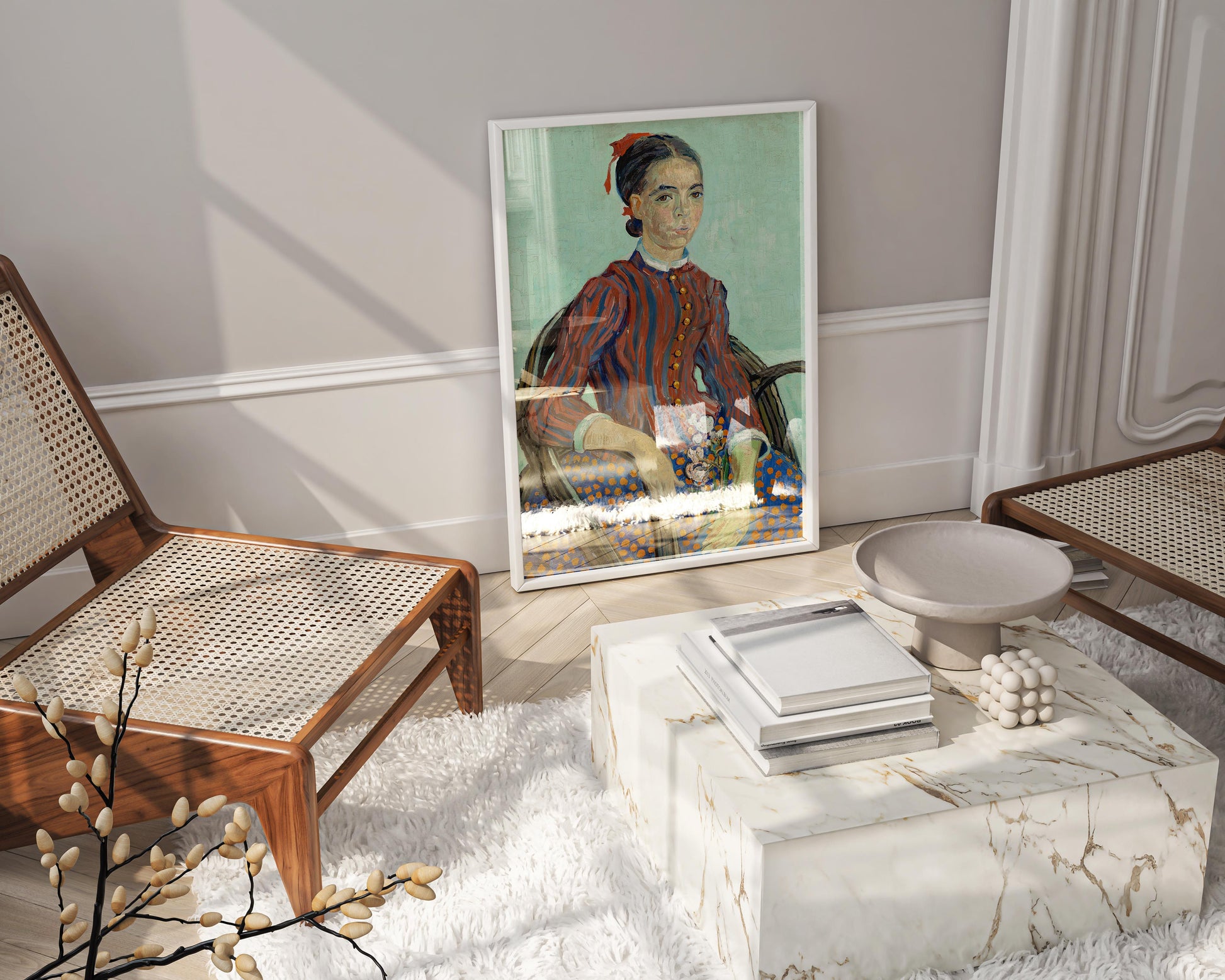 High-quality giclée print of Van Gogh's "La Mousmé" in a stylish frame, perfect for enhancing any room with timeless art.
