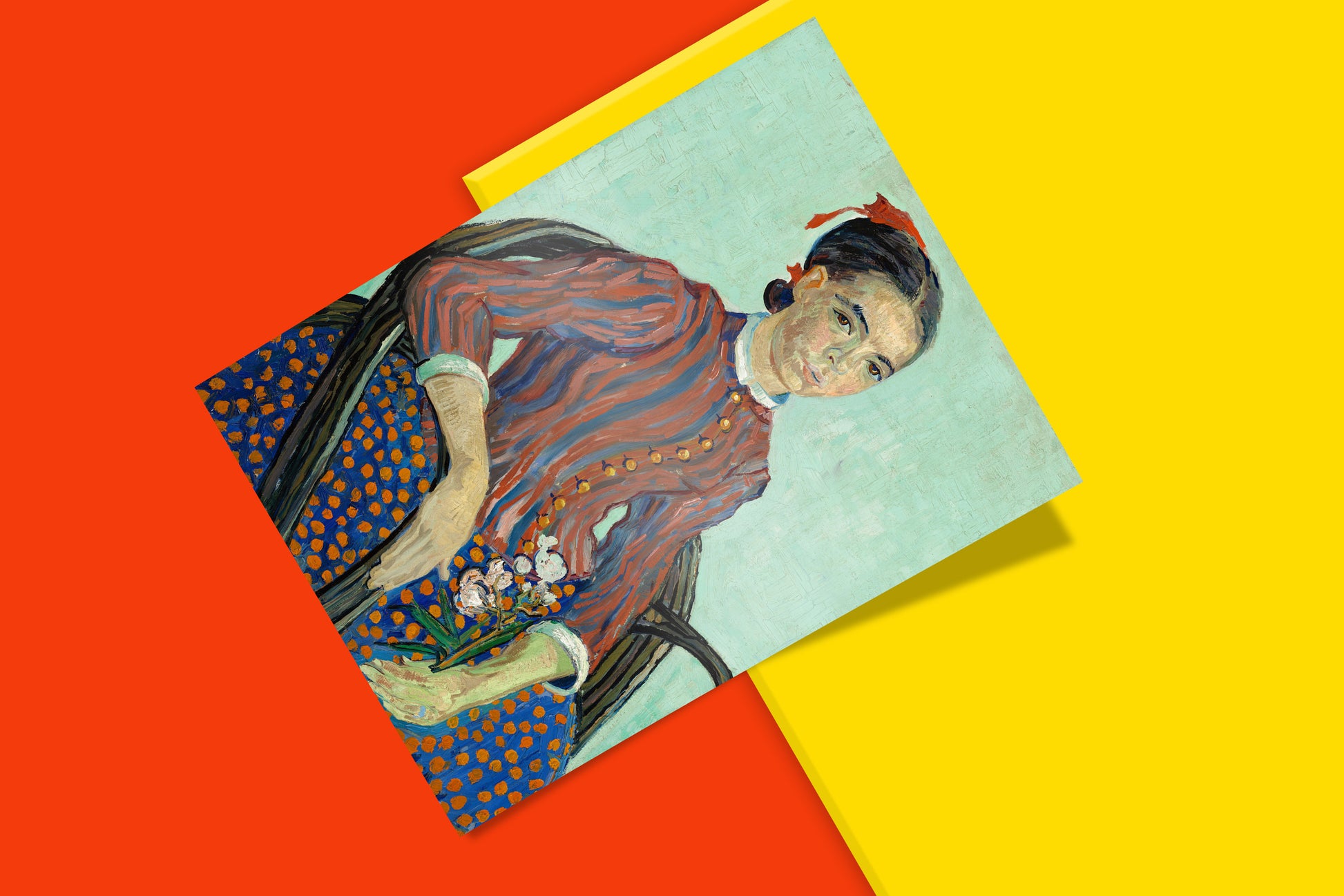 A reproduction of Van Gogh's "La Mousmé" painting, printed on eco-friendly paper as a premium wall art poster with a smooth matte finish.
