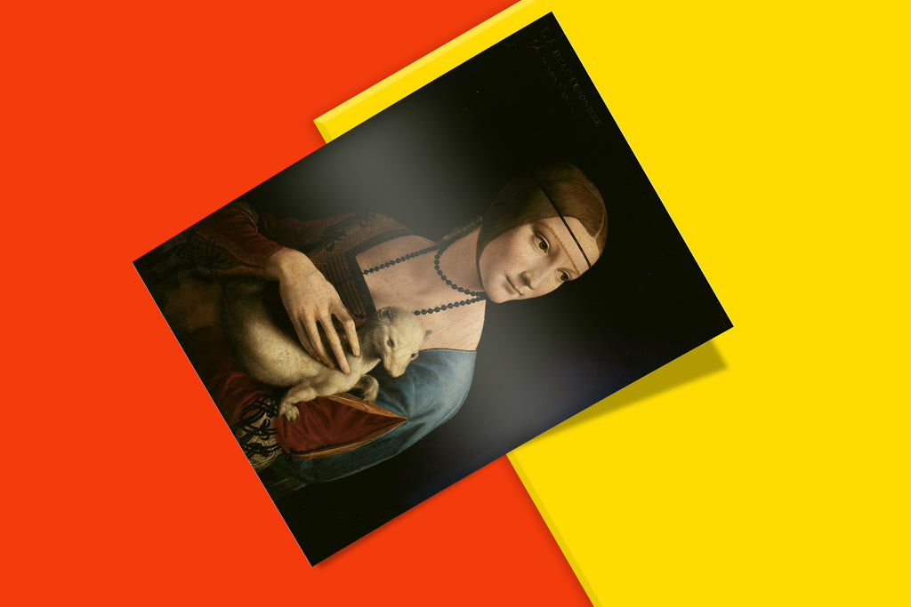Italian Renaissance art print, Lady with an Ermine by Leonardo da Vinci, giclée reproduction of famous portrait painting for home décor