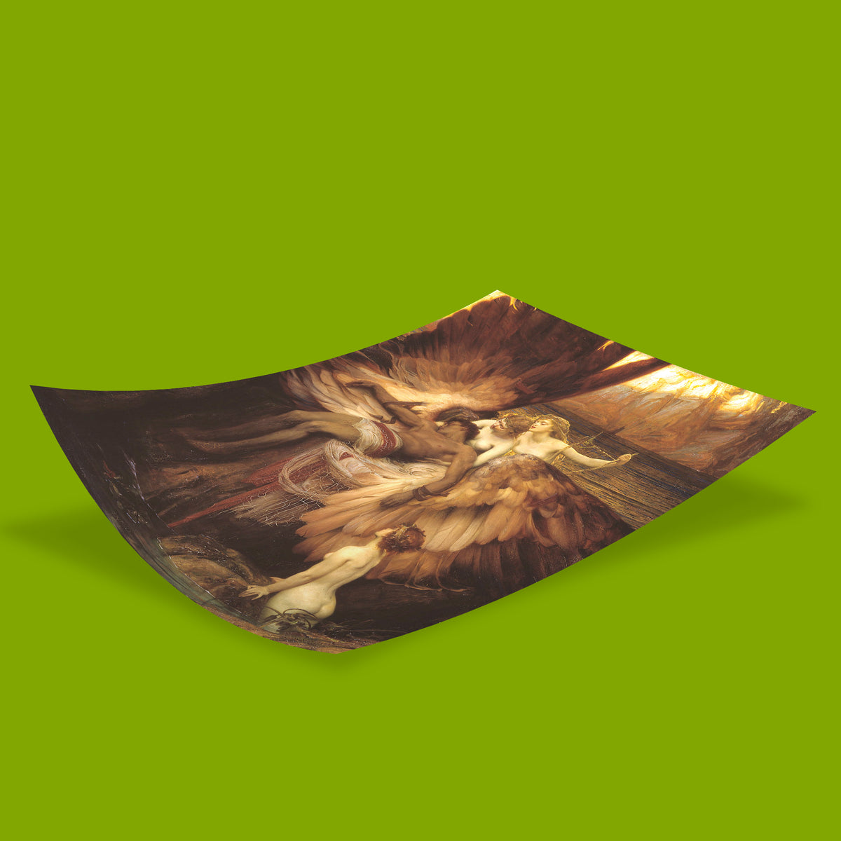 Victorian classical painting art print depicting the fallen figure of Icarus after his flight