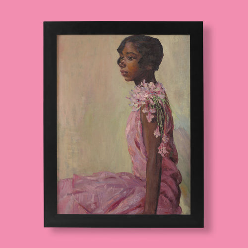 Laura Wheeler Waring Girl in a Pink Dress fine art print, Harlem Renaissance portrait painting reproduction