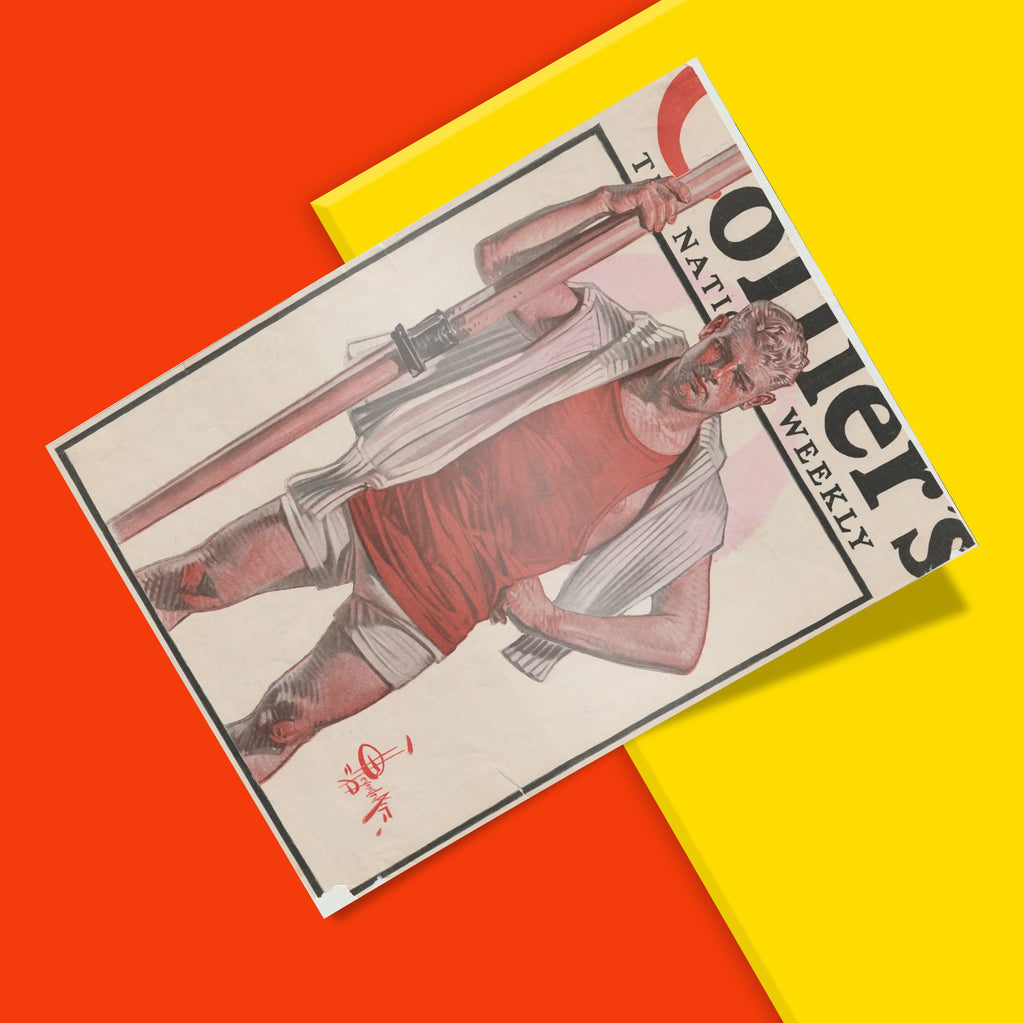Vintage JC Leyendecker athlete illustration from Collier's Weekly 1916, available as a high-quality giclée art print