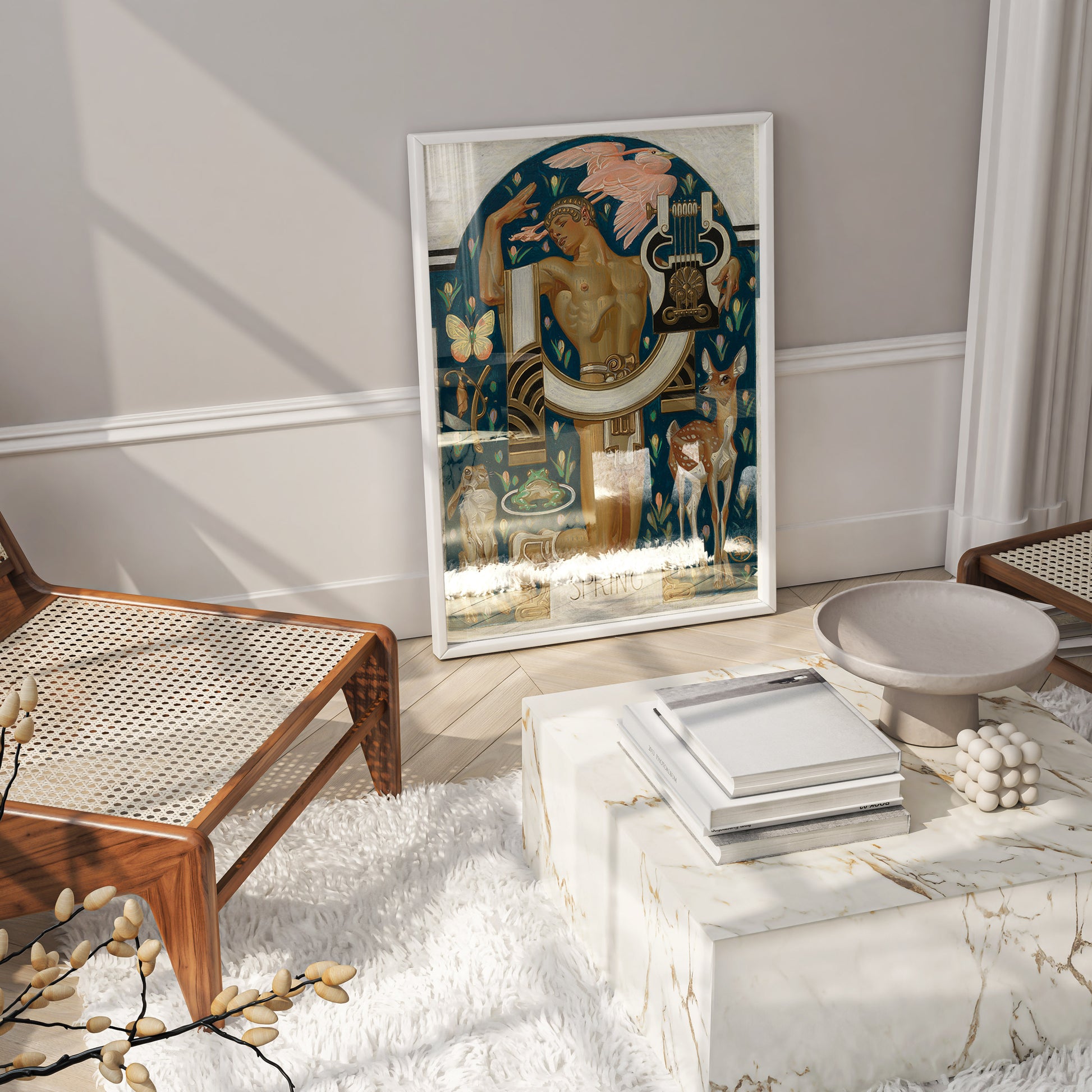 JC Leyendecker Apollo Greek god Spring wall art, classical figurative illustration print, Art Deco home décor