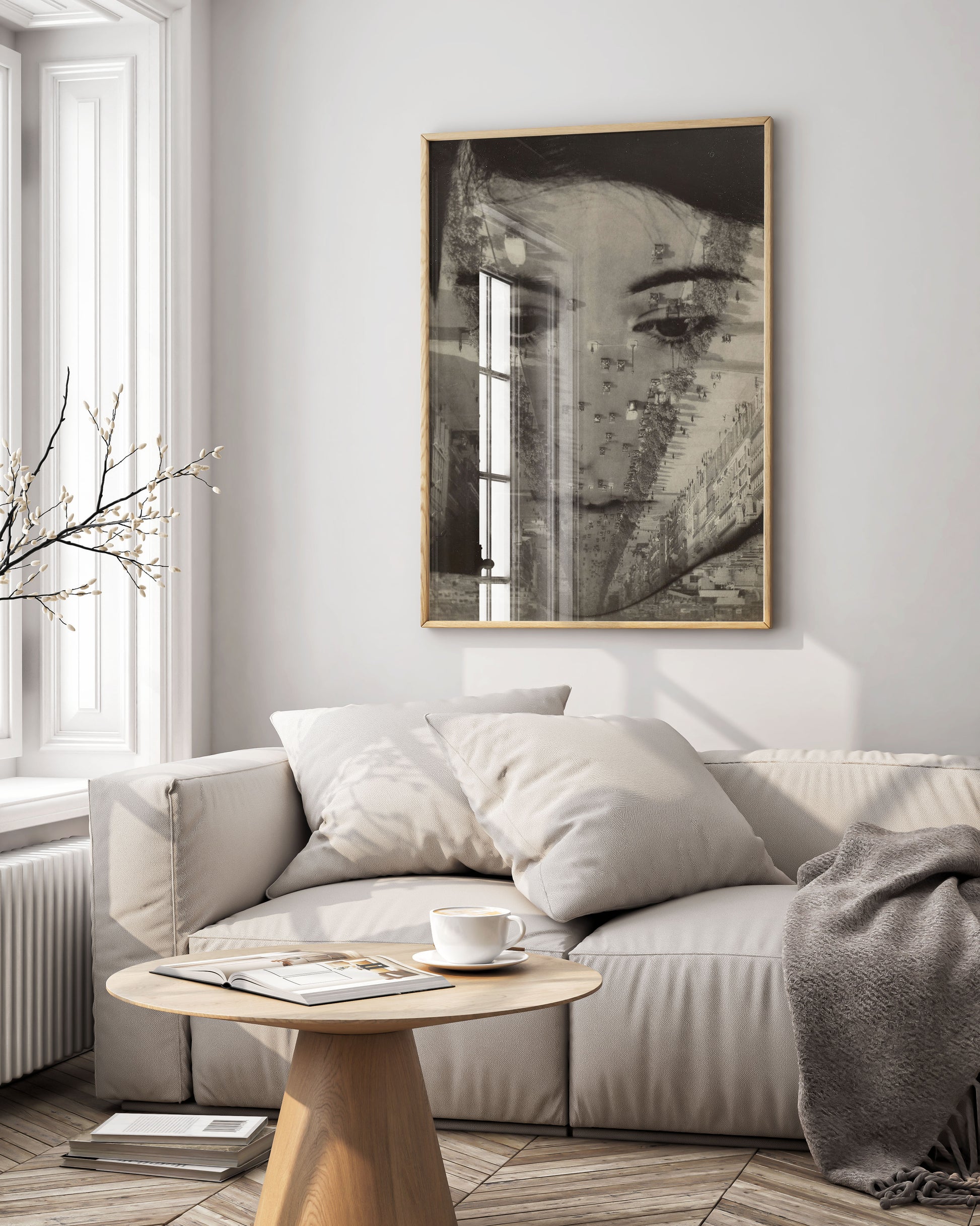 Black and white photomontage print from Weimar era by pioneering photographer Aenne Biermann, museum quality fine art reproduction for contemporary interiors