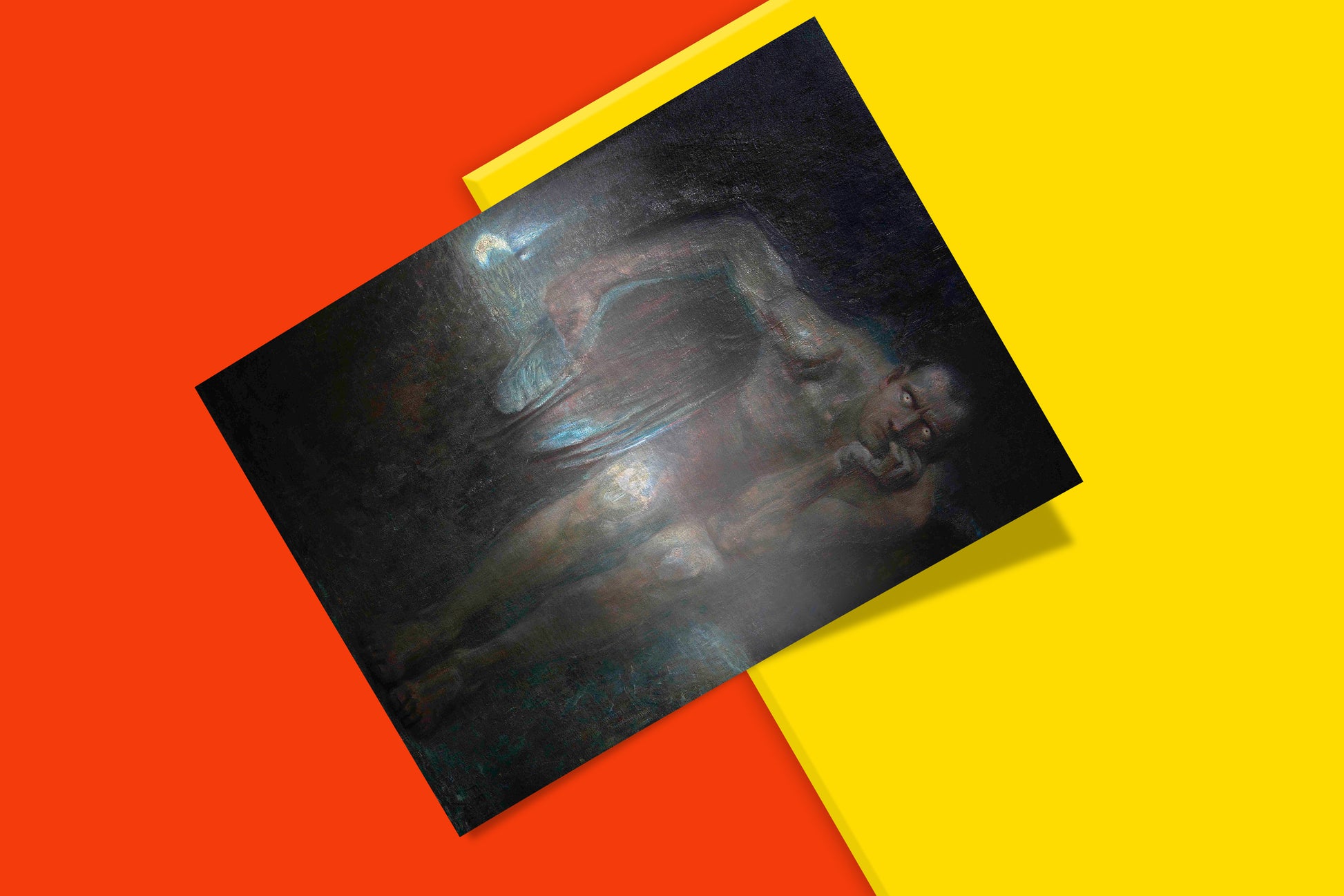 Lucifer symbolist painting art print by Franz von Stuck 1890, dark gothic fallen angel wall art for modern home decor
