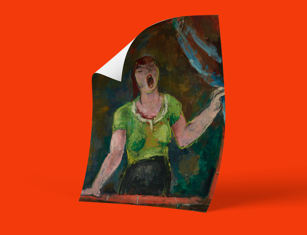 Joseph Kutter expressionist art print Yawning Woman 1926 - luxury wall art reproduction featuring bold brushwork and psychological portraiture for interior design