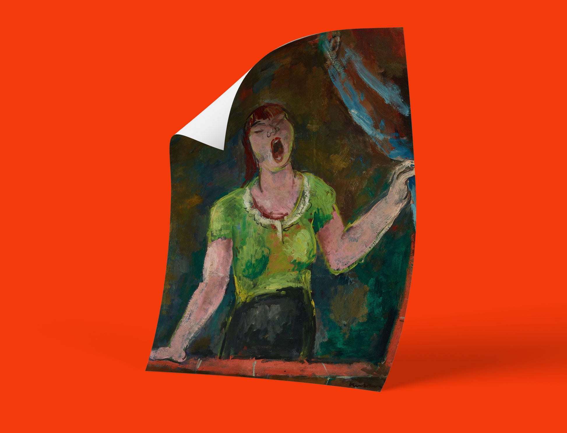 Joseph Kutter expressionist art print Yawning Woman 1926 - luxury wall art reproduction featuring bold brushwork and psychological portraiture for interior design