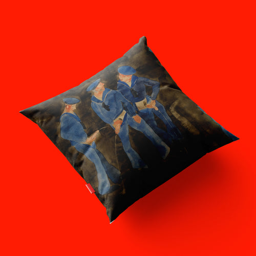 Double-sided Charles Demuth art cushion displaying Precisionist homoerotic watercolour on premium 18x18 inch linen cushion, British craftsmanship