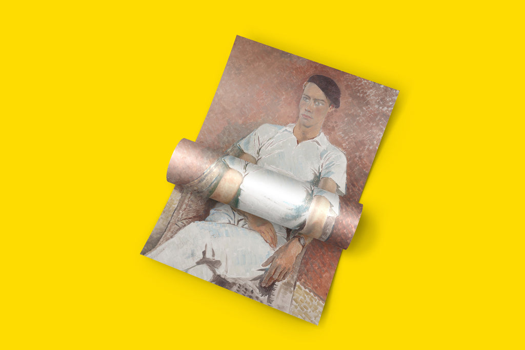 Jan Erland Man in White 1933 portrait art print - Glyn Warren Philpot modernist painting of casual male model, premium wall art for contemporary collectors