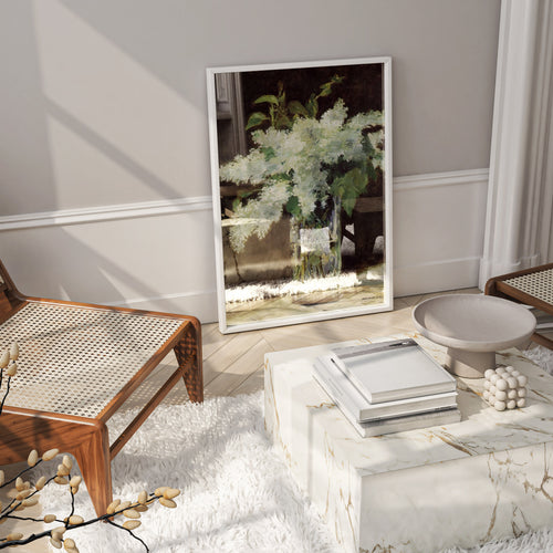 Impressionist wall art print of Manet's White Lilac still life, perfect for a curated gallery wall