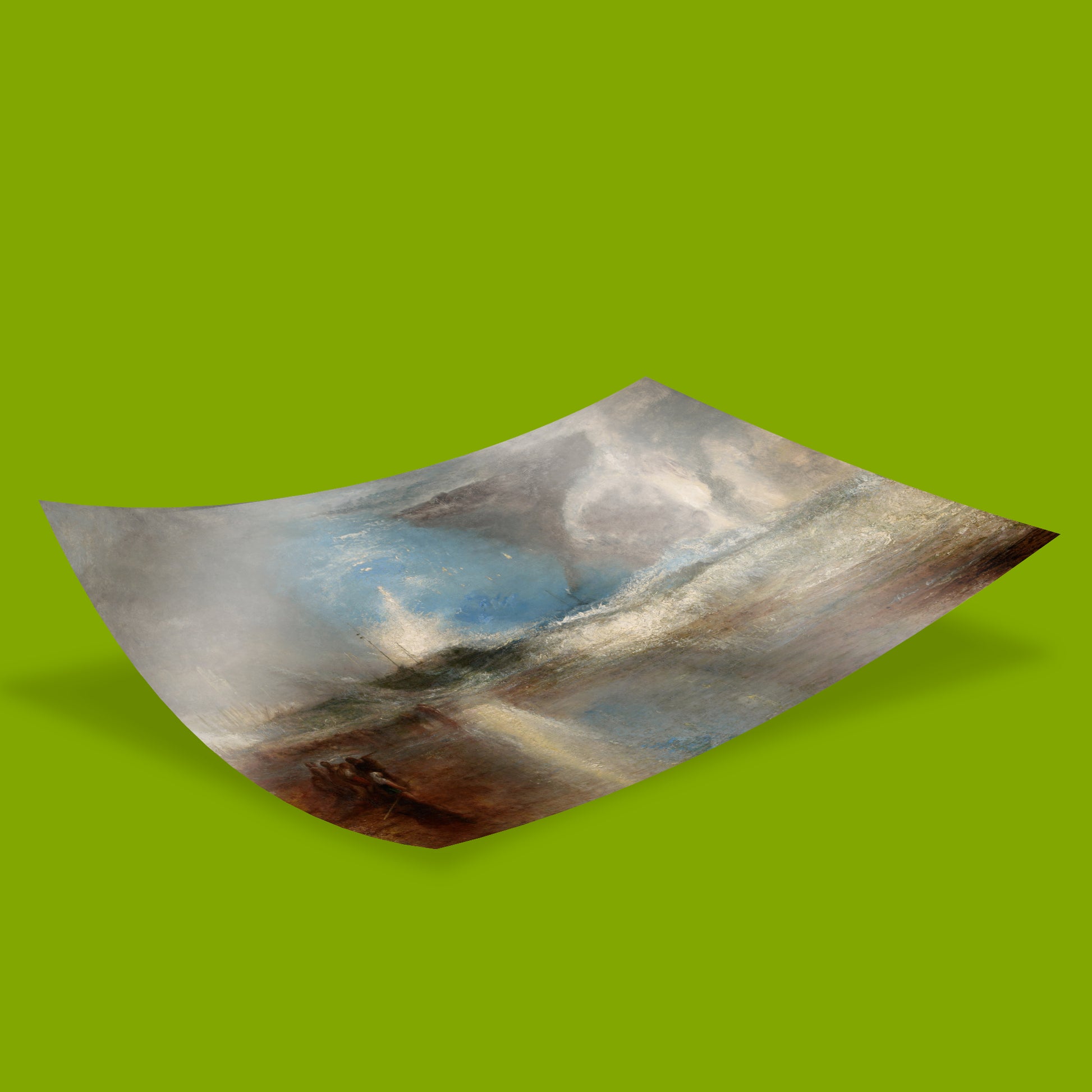 Atmospheric maritime wall art showing a Turner seascape with vibrant blue lights and vigorous brushstrokes, perfect for modern living room decor.