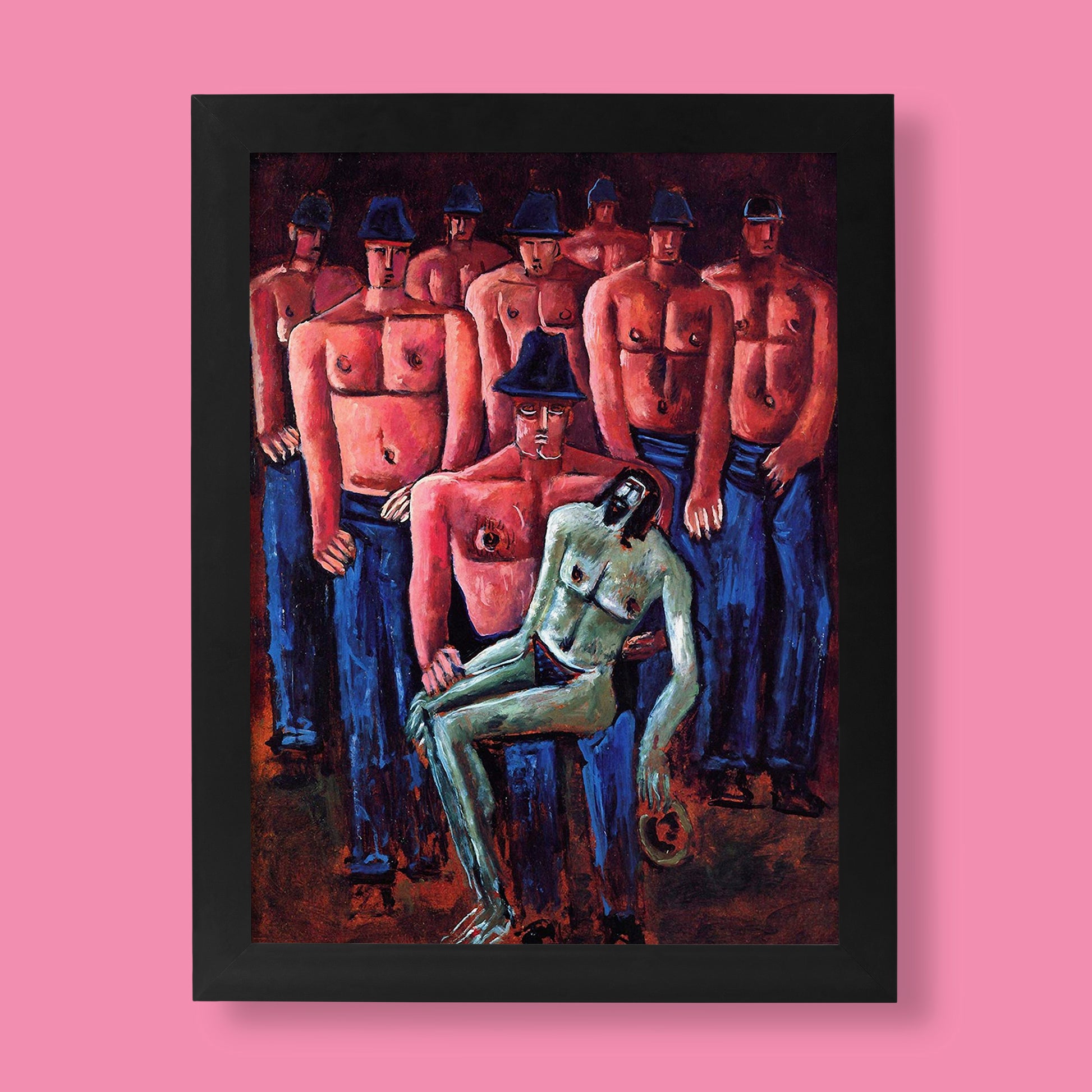 Marsden Hartley Christ Held by Half-Naked Men fine art print showing religious Pietà scene with muscular male figures, premium wall art reproduction for contemporary home decor