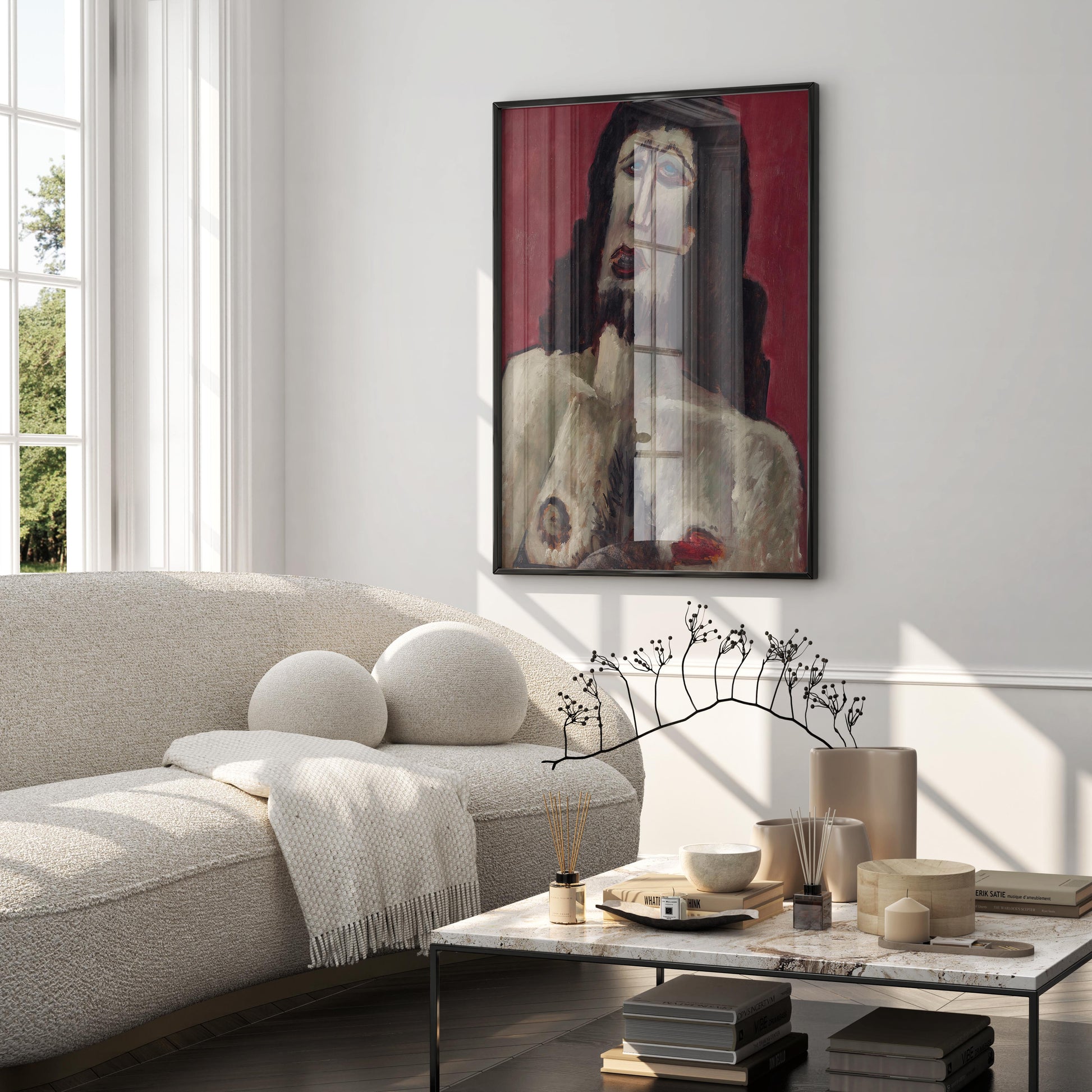 A premium framed wall art print of Marsden Hartley's 'Christ' painting, perfect for adding a modern art touch to any home or office decor.