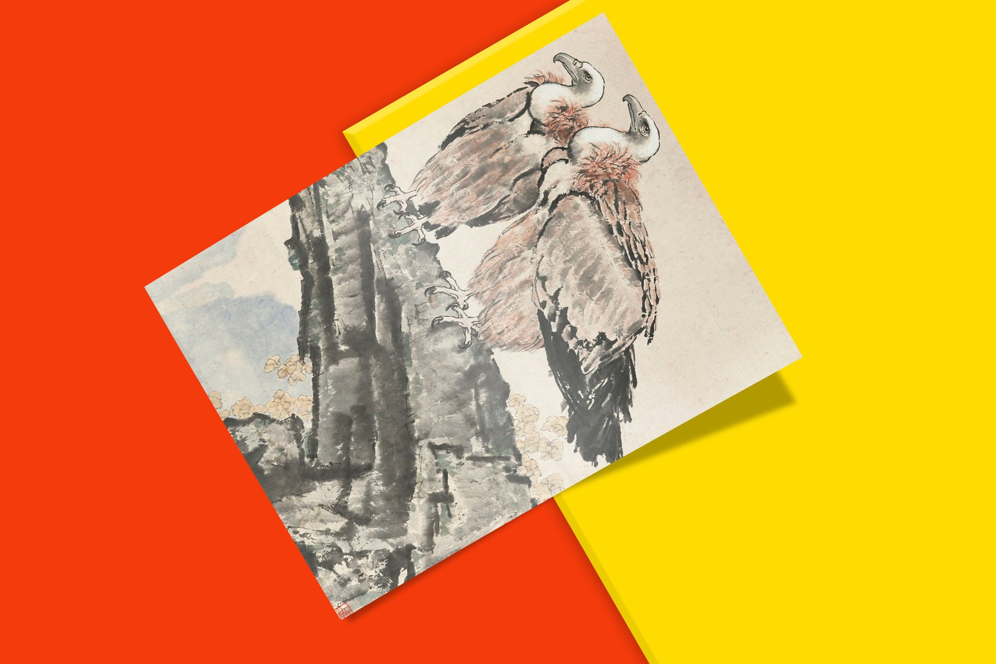 A close-up of the "Two Condors" art print, highlighting the sharp clarity and texture of the feathers, a must-have for fine art lovers.