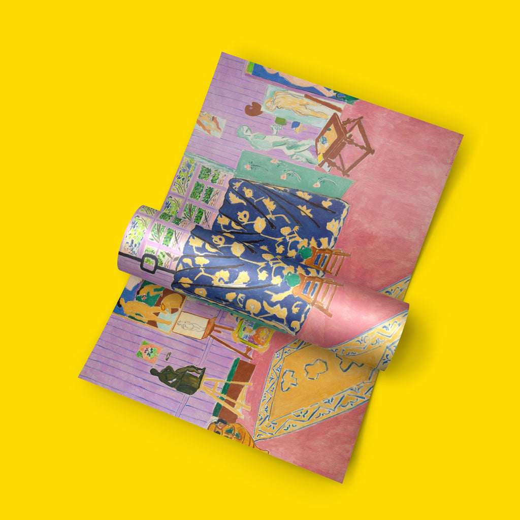 High-resolution fine art poster of Henri Matisse's 1911 oil painting L'Atelier rose, printed at over 350 dpi on eco-friendly FSC-certified paper.