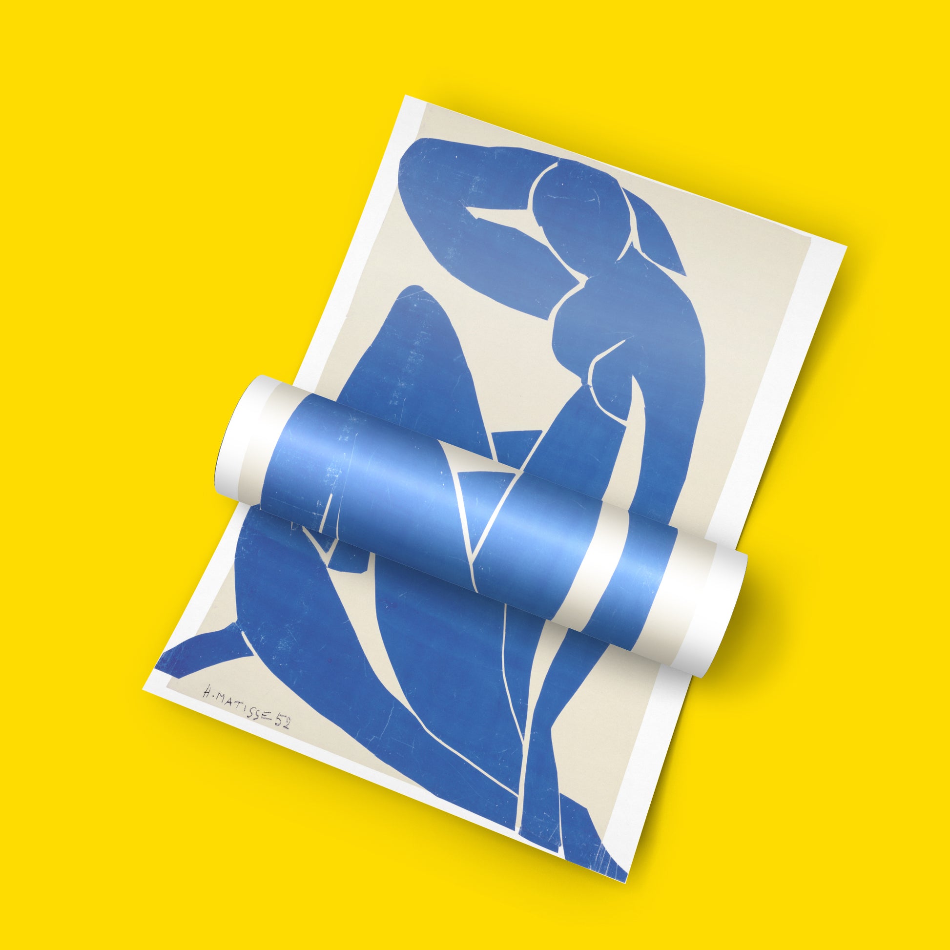 Matisse paper cut-out Blue Nude II art print - abstract blue figure wall decor for living room or bedroom