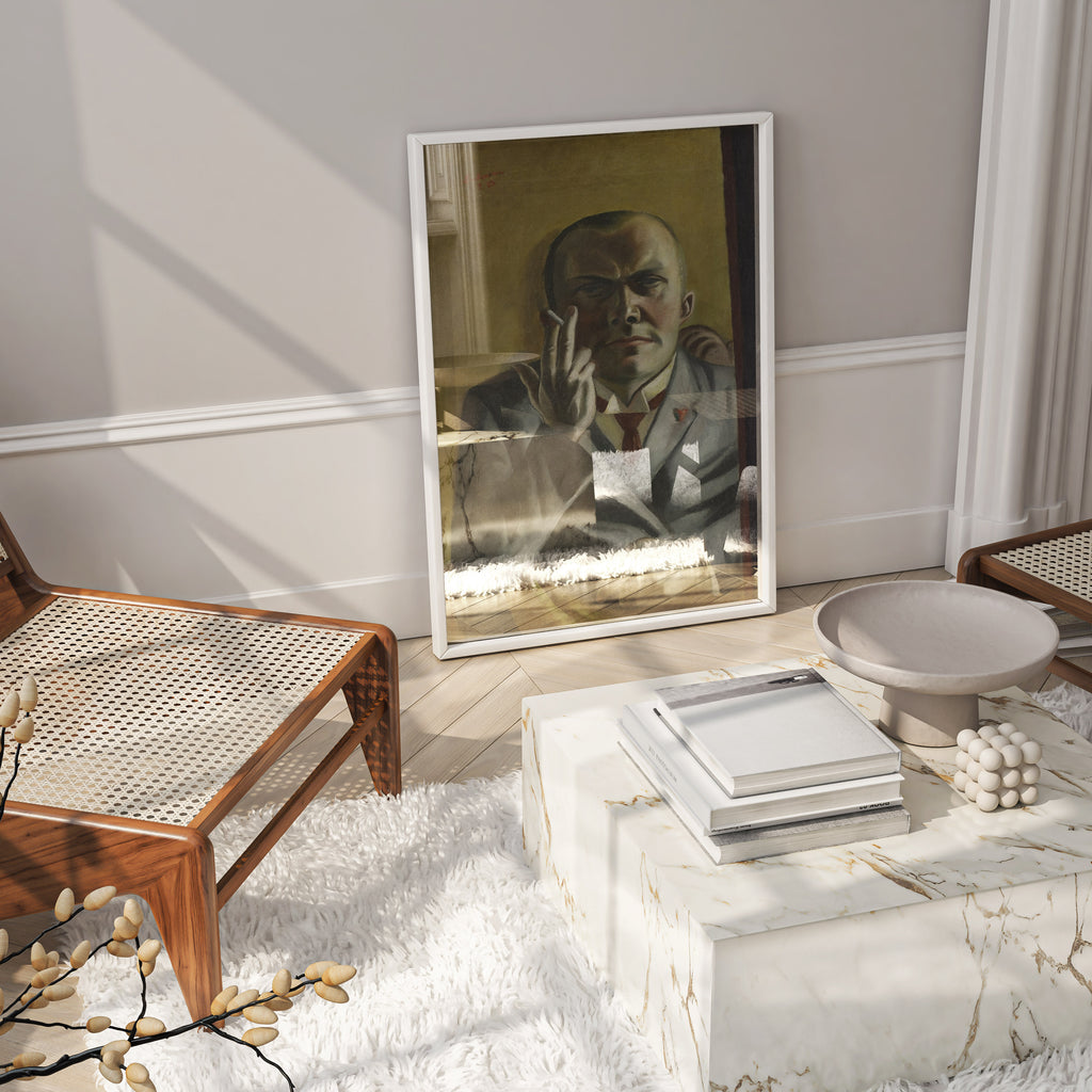 Max Beckmann portrait with cigarette art poster, high-quality giclée print on 200gsm FSC-certified matte paper