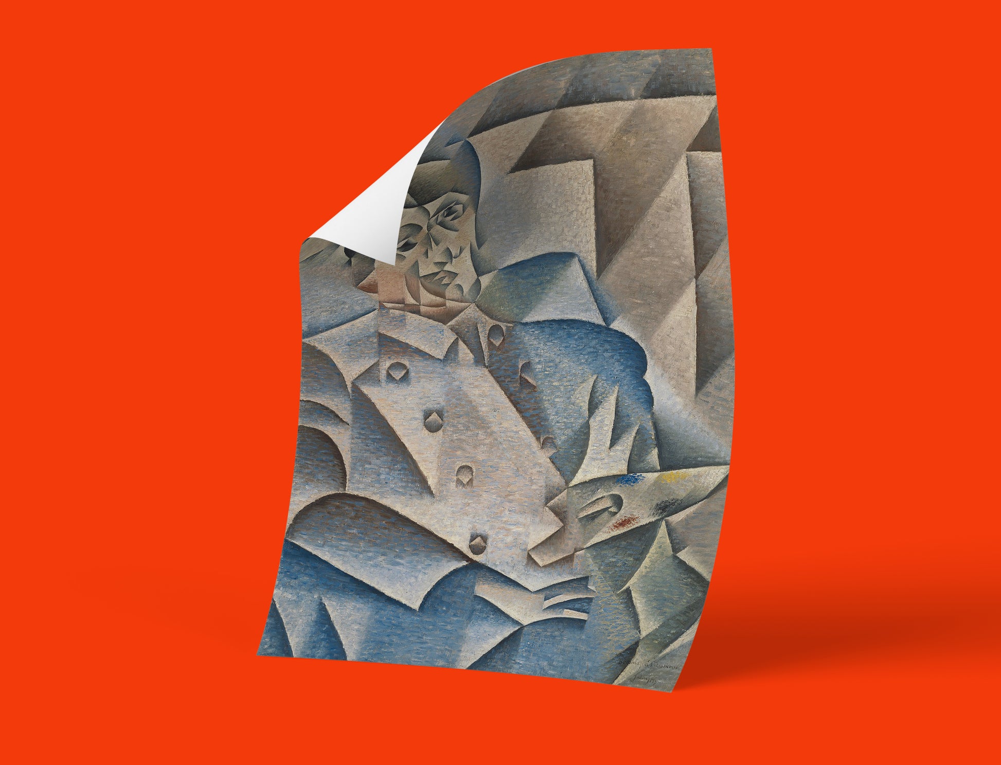 Vintage cubist masterpiece wall art print by Spanish artist Juan Gris depicting Pablo Picasso in fragmented geometric style, premium giclée printing on eco-friendly paper