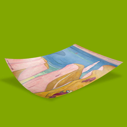 Sophisticated wall art for contemporary interiors depicting a stylized French coastline by Émile Bernard, showcasing bold outlines and a vivid 12 colour printing process.