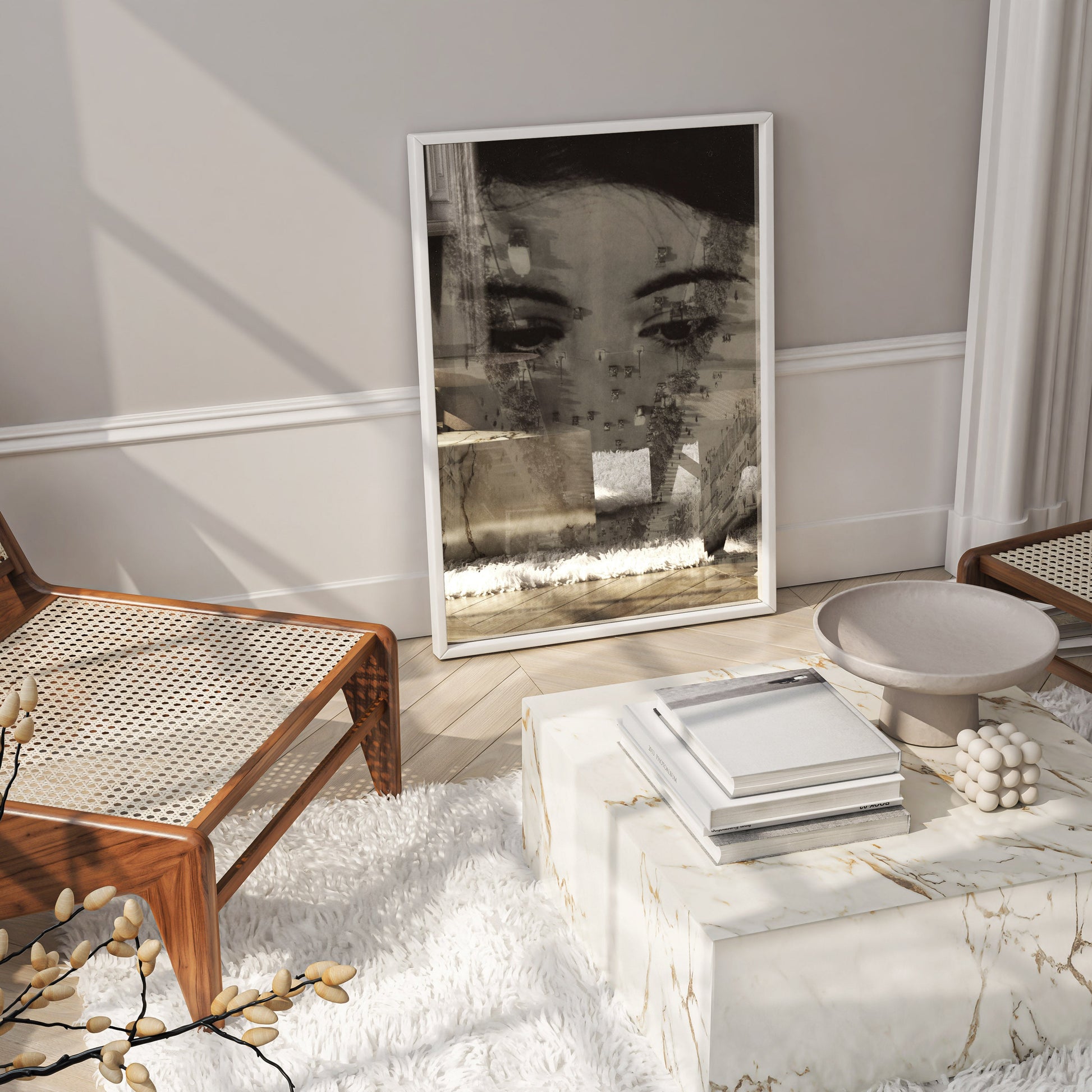 Modernist photography print by Aenne Biermann perfect for gallery wall art displays, featuring iconic Champs-Élysées photomontage in monochrome aesthetic