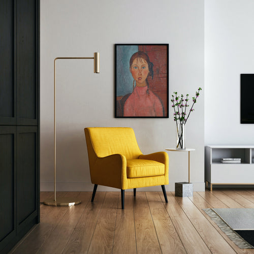 Modigliani portrait of a girl with pigtails wall art poster, high-resolution giclée print for home décor