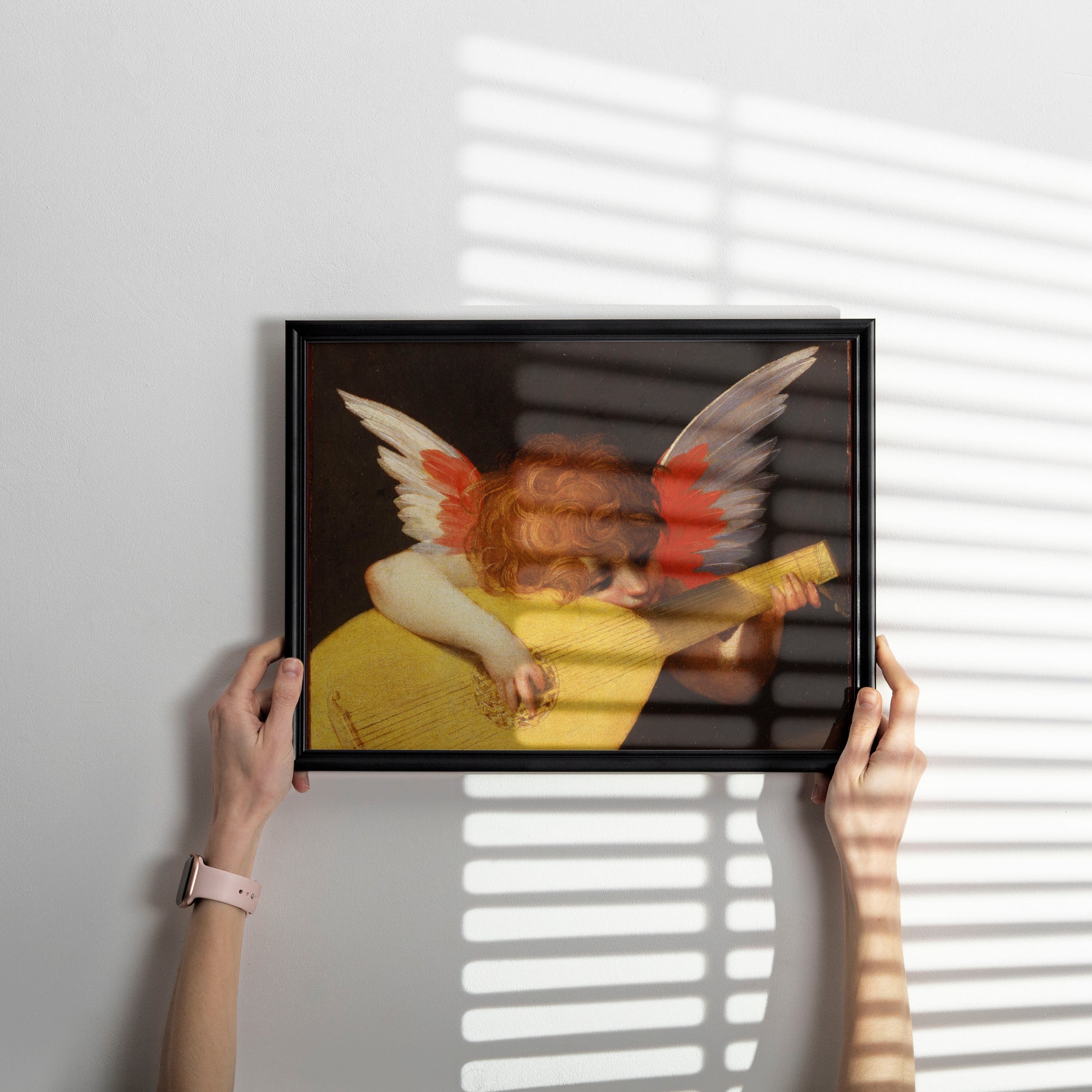 Classic Italian Renaissance wall art depicting a musical angel by Rosso Fiorentino, ideal for creating a gallery wall with a blend of historical significance and modern print technology.