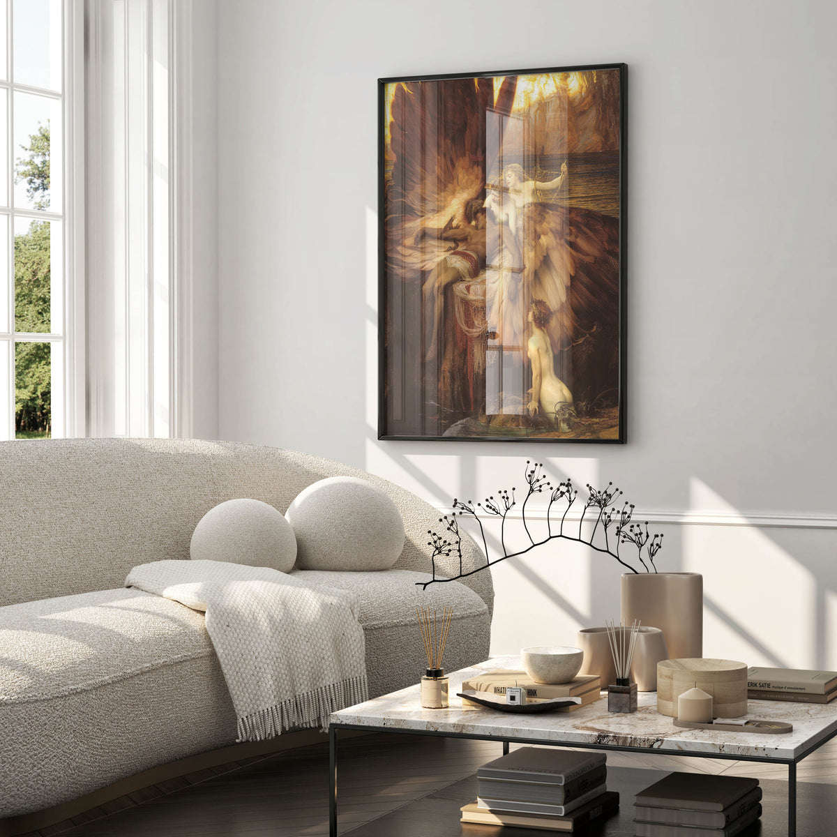 Lament for Icarus Greek mythology wall art print showing Icarus mourned by winged sea nymphs