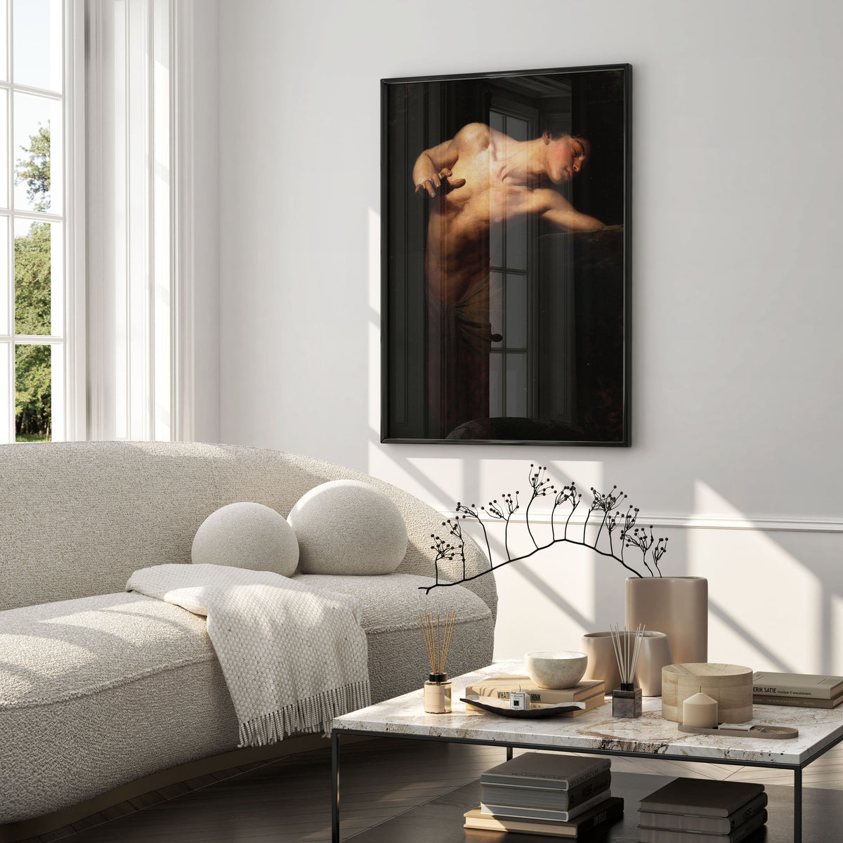 Hungarian Academic Realism fine art print showing a dramatically lit male figure against a dark background.