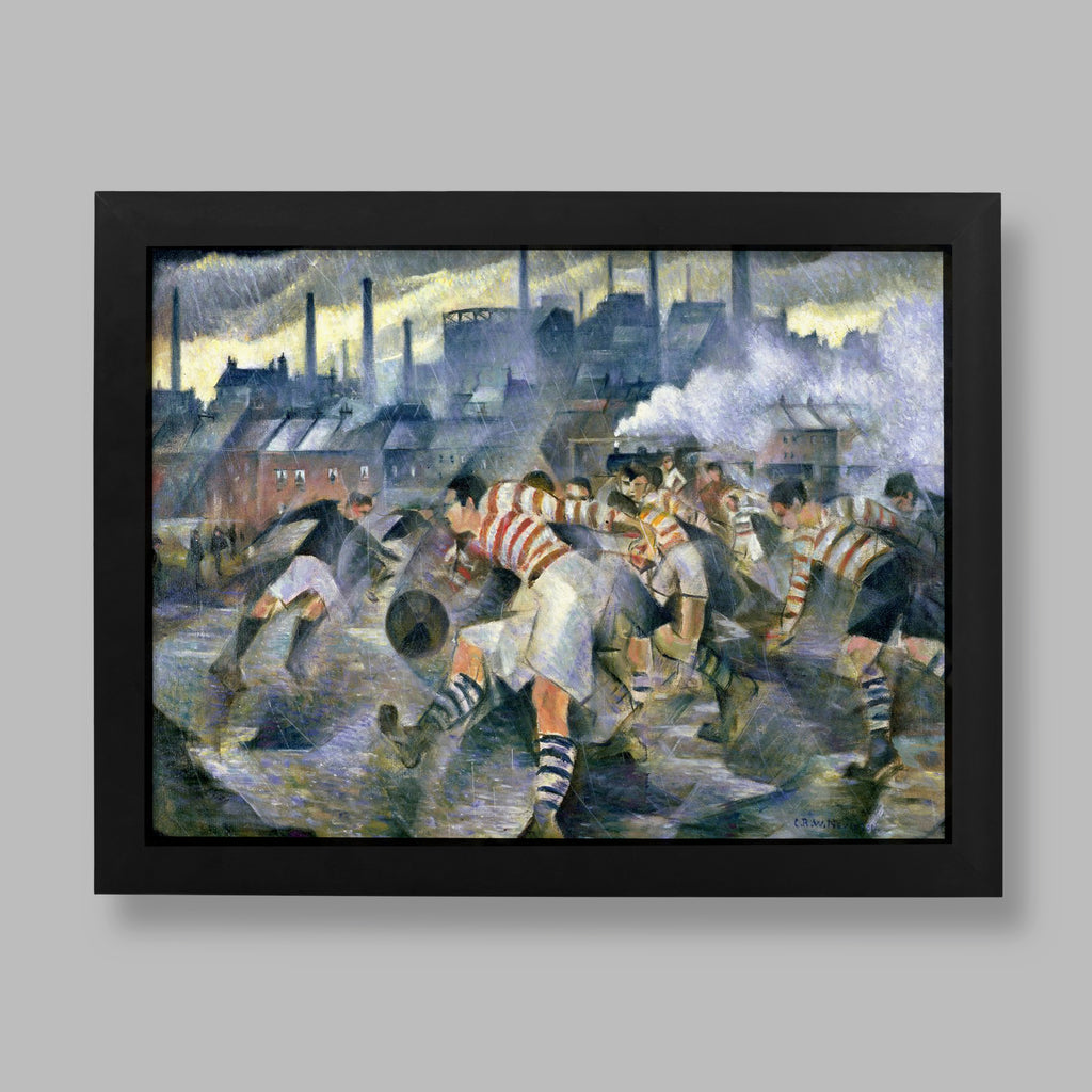 C.R.W. Nevinson Any Wintry Afternoon in England 1930 fine art print showing football players in modernist style, available as museum-quality wall art reproduction