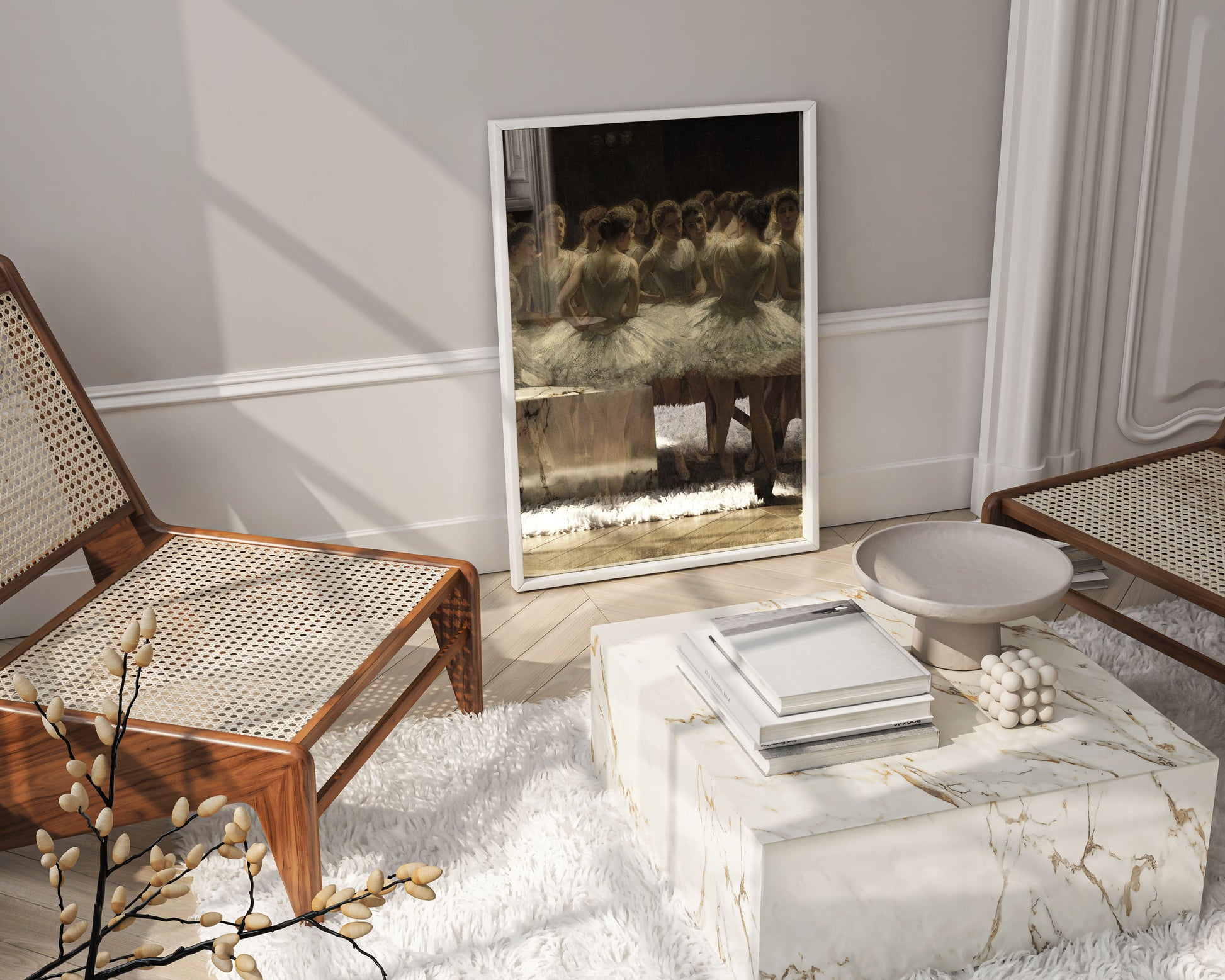 Museum quality framed ballet print featuring van der Waay's ballerina painting, premium wall decor for sophisticated living room or office space