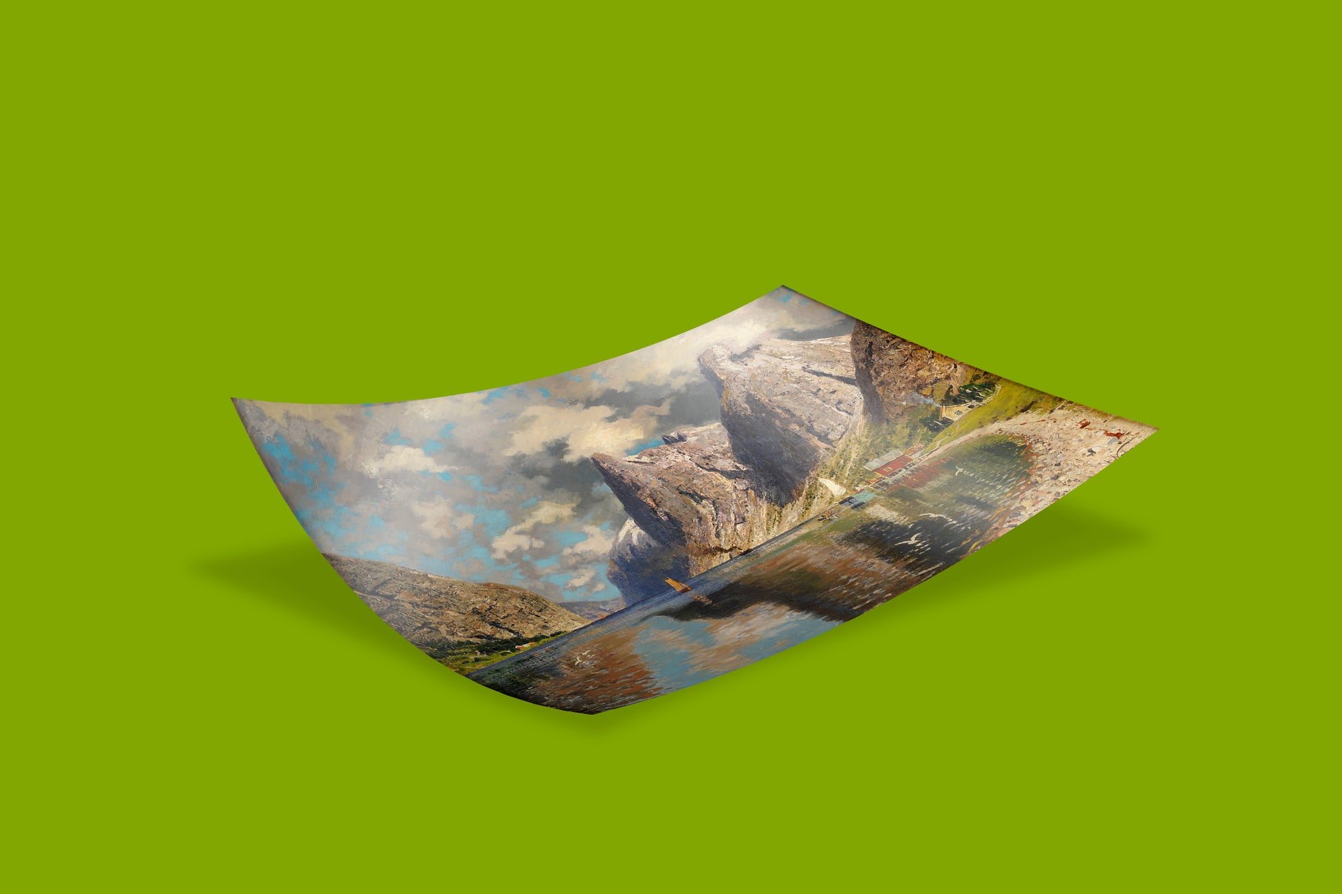 Premium landscape art print of Adelsteen Normann fjord painting featuring Nordic summer scenery, ideal sophisticated wall art for modern interior spaces