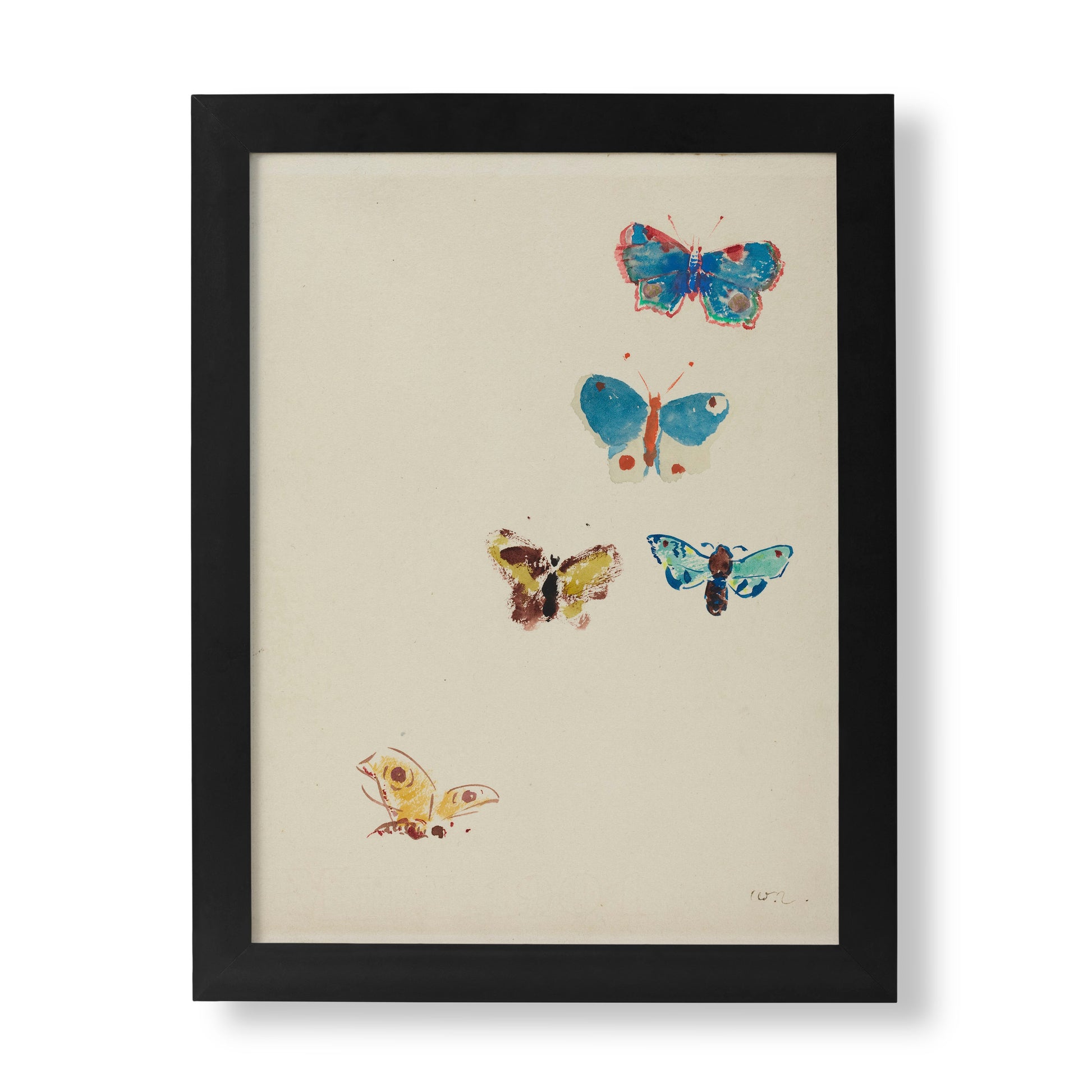 Odilon Redon’s Five Butterflies fine art print with vivid colour and symbolic design